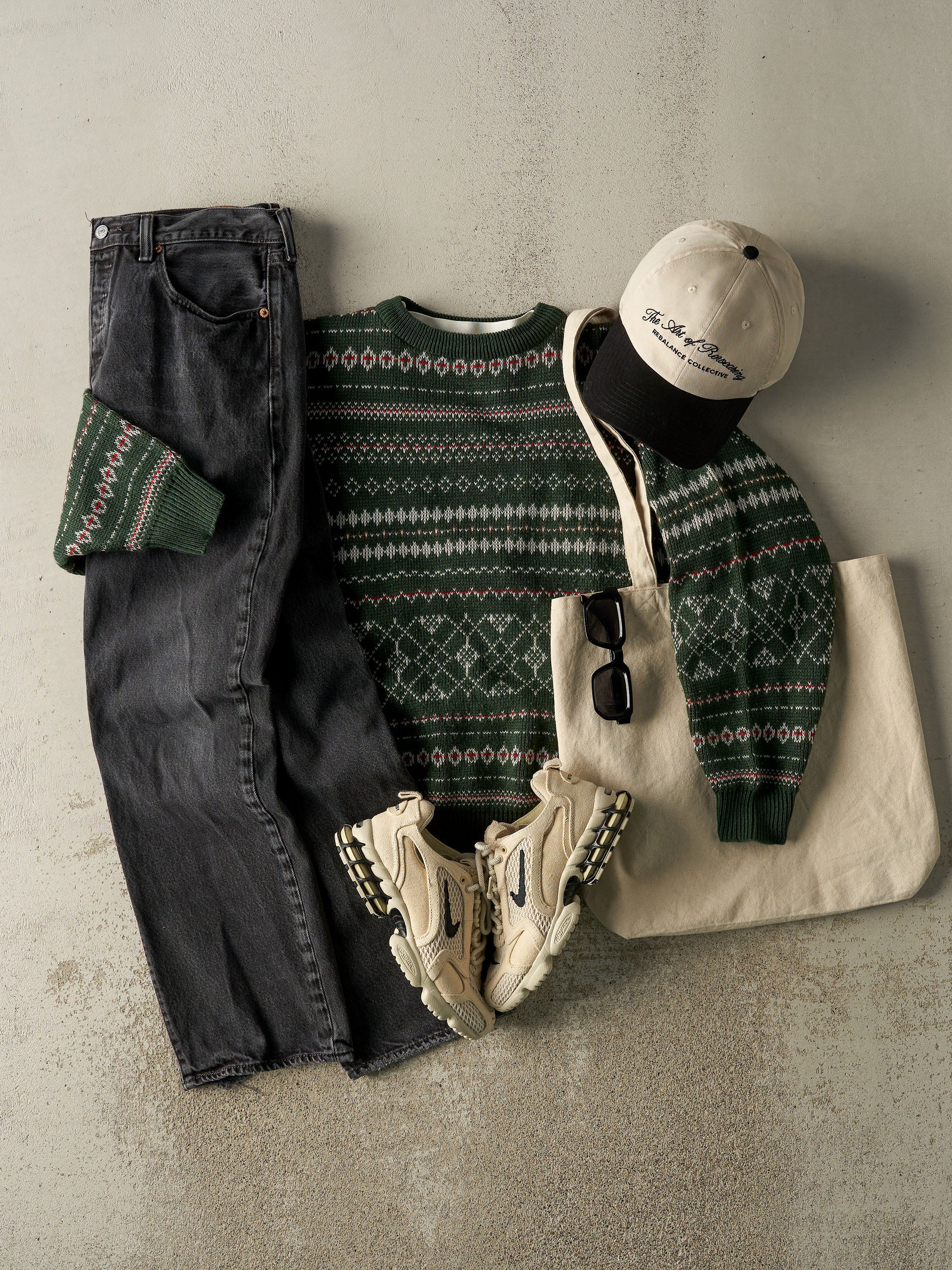 Vintage 90s Green Patterned Knit (S)