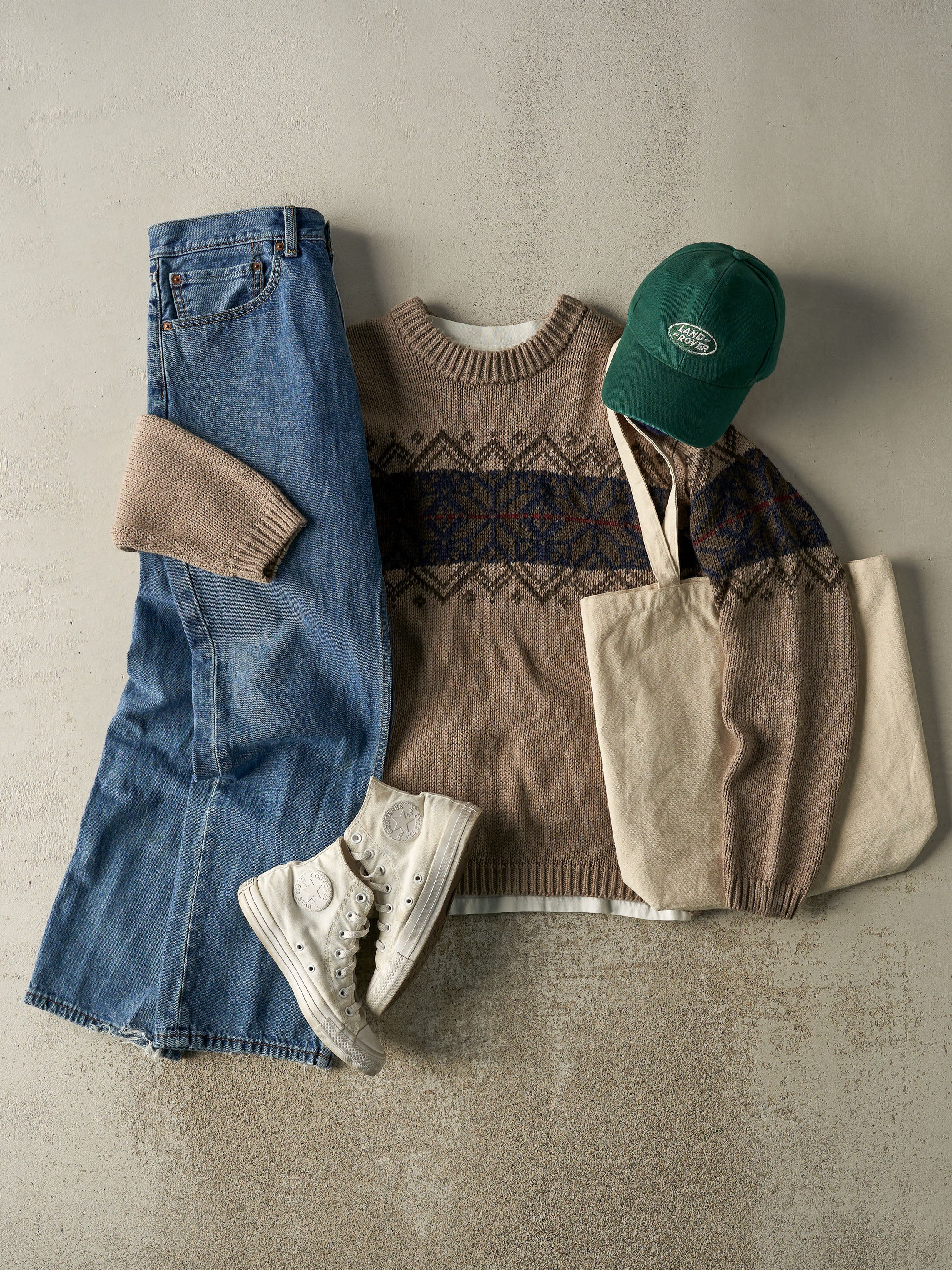 Vintage 90s Beige Snowflake Patterned Knit (M/L)