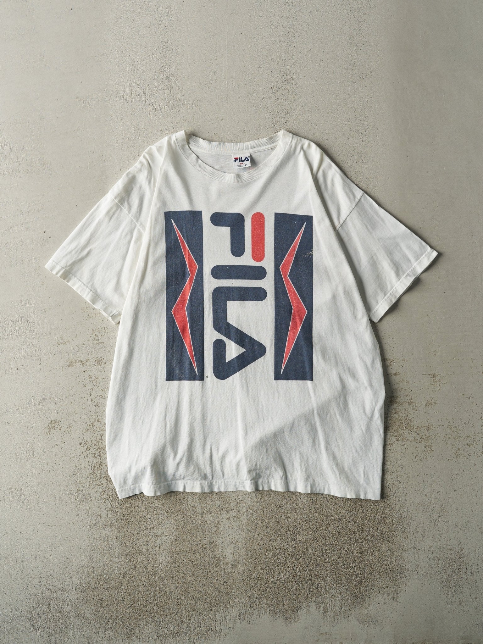 Vintage 90s White Fila Tee (XL)