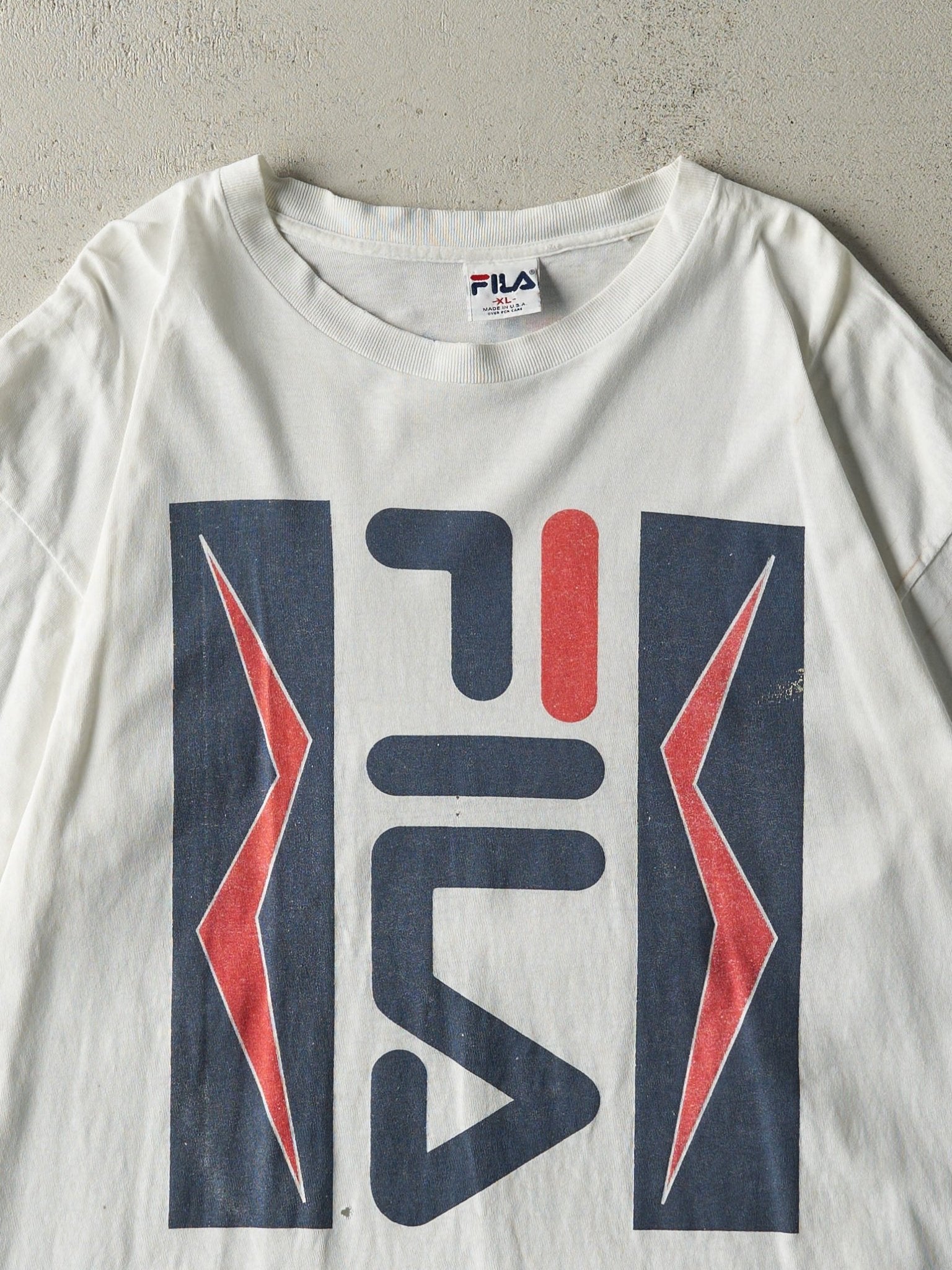 Vintage 90s White Fila Tee (XL)