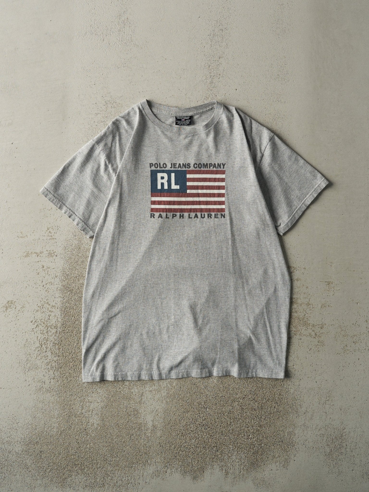 Vintage 90s Grey Polo Jeans Ralph Lauren Tee (M/L)