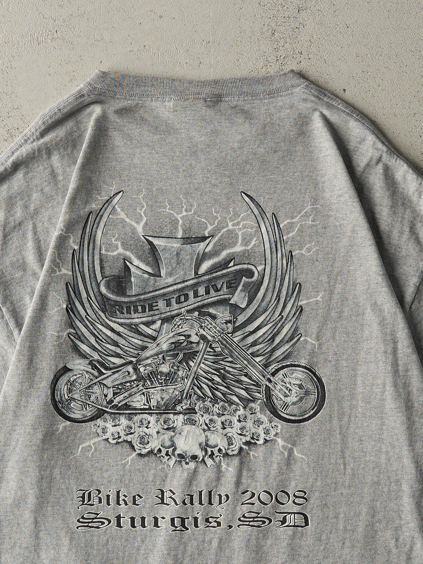 Vintage 08' Grey Sturgis Bike Rally Tee (L)