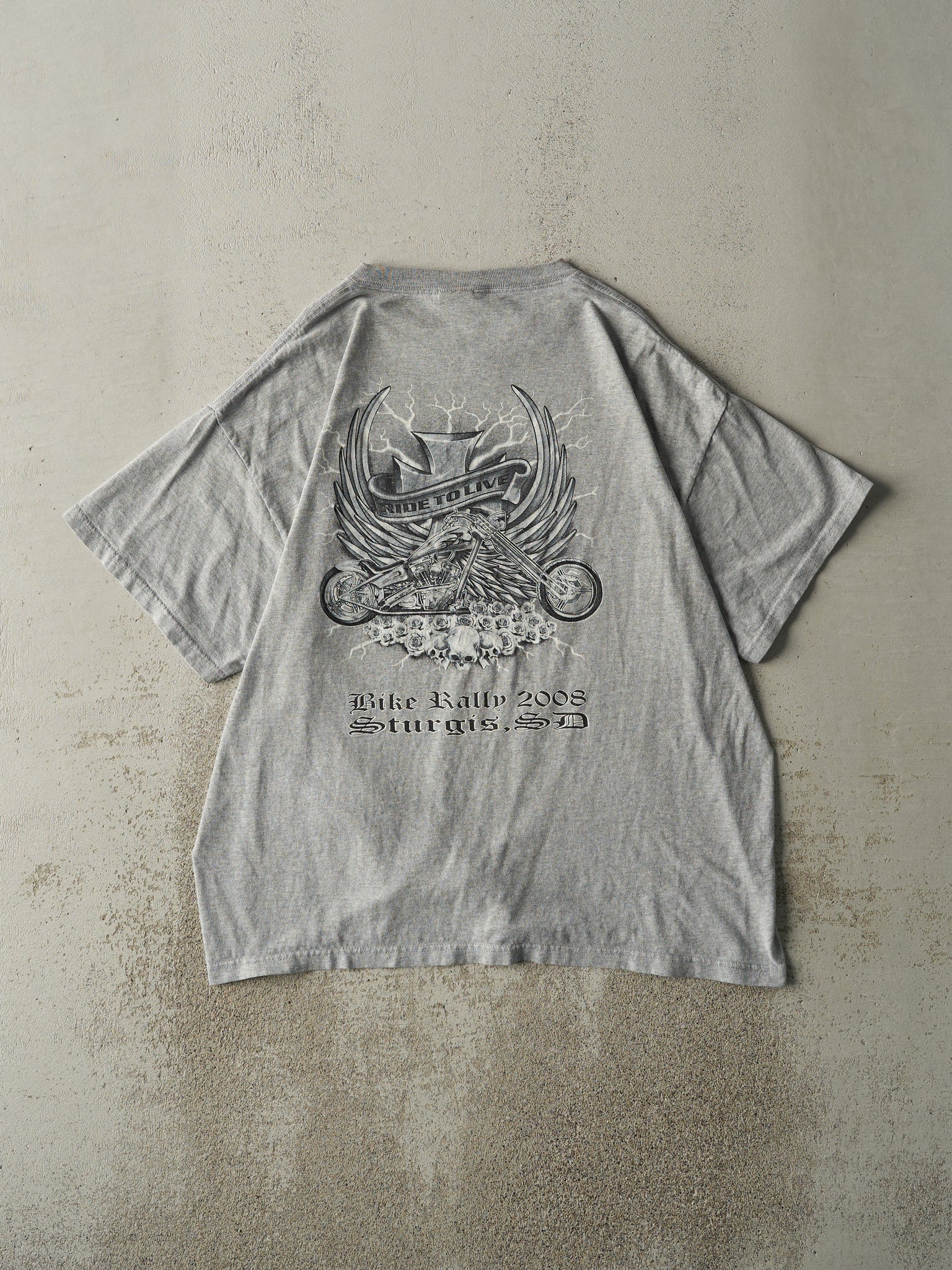 Vintage 08' Grey Sturgis Bike Rally Tee (L)