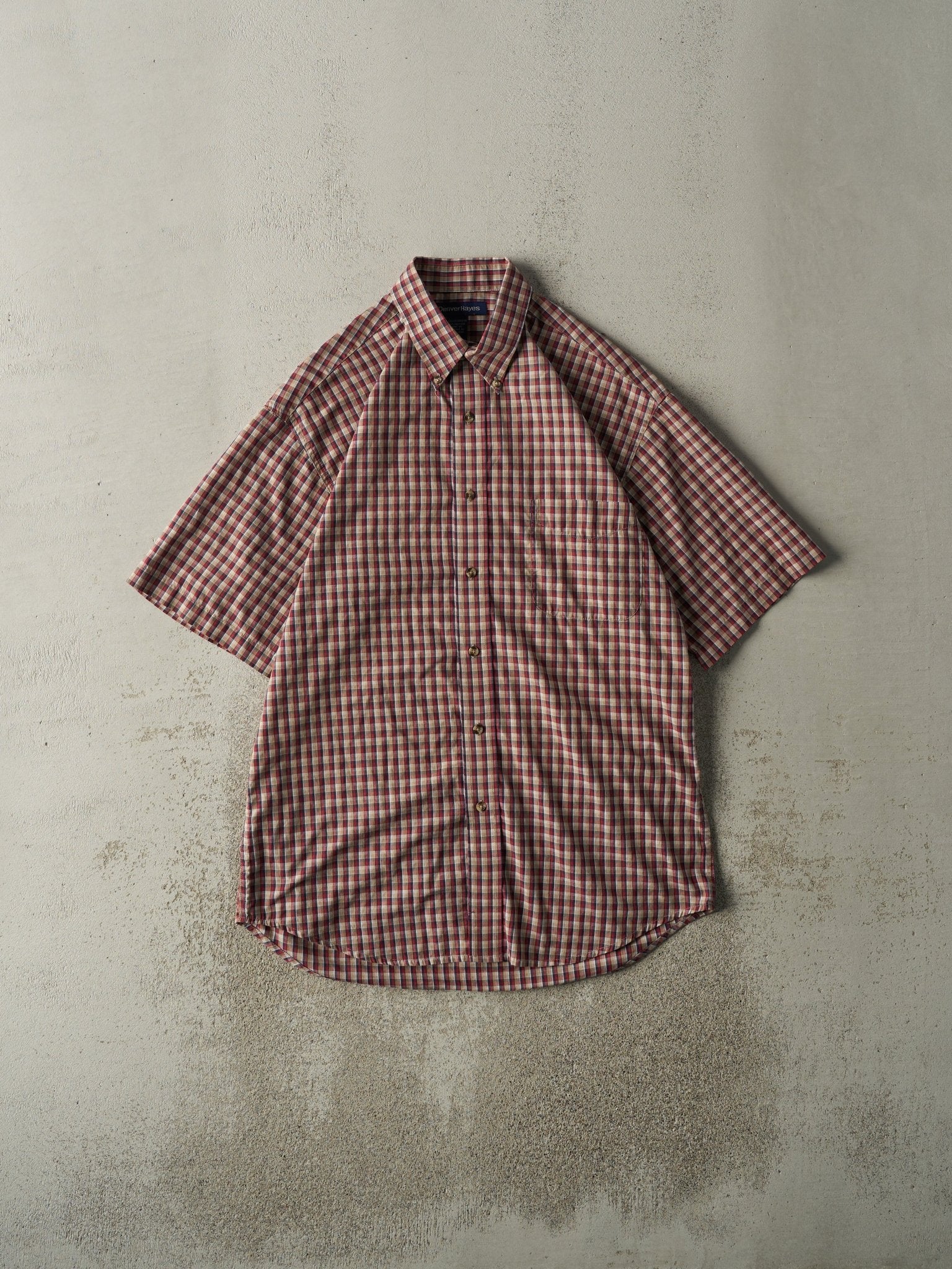Vintage Y2K Red Short Sleeve Button Up (M)