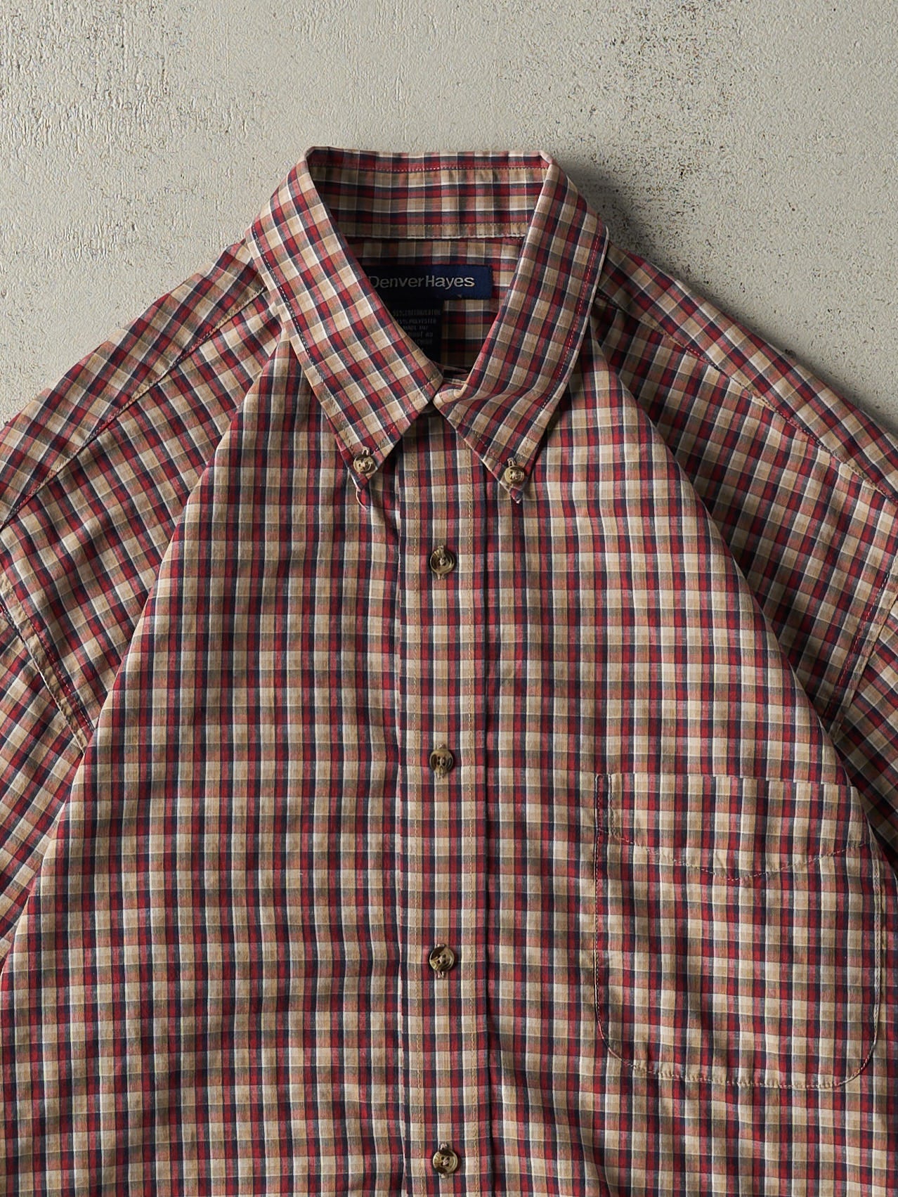 Vintage Y2K Red Short Sleeve Button Up (M)