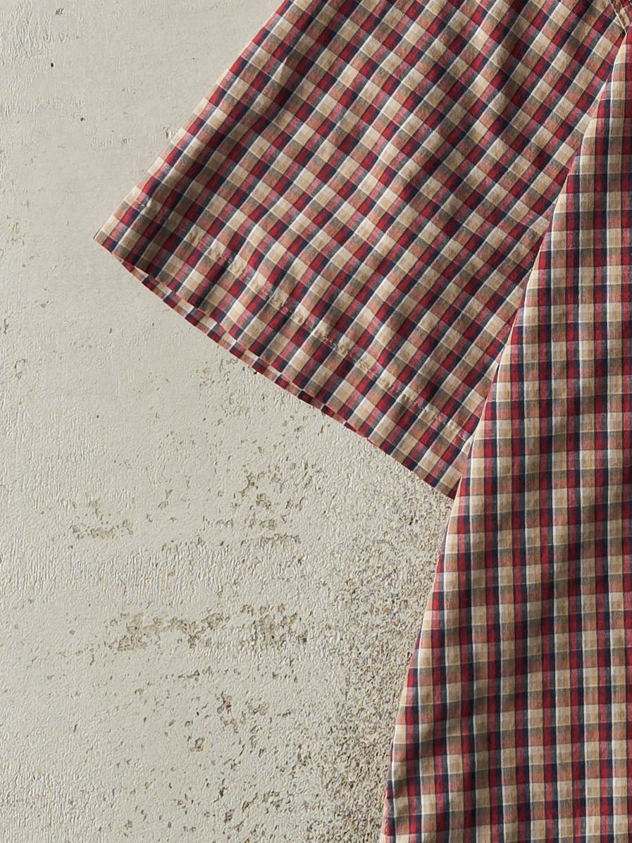 Vintage Y2K Red Short Sleeve Button Up (M)