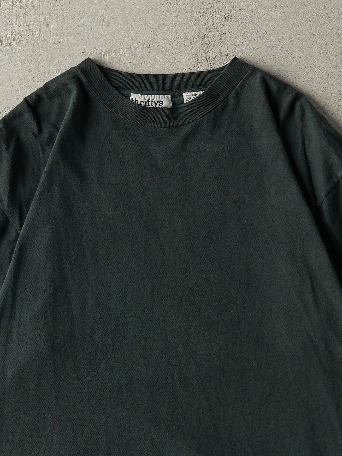 Vintage 90s Dark Green Blank Single Stitch Tee (L)