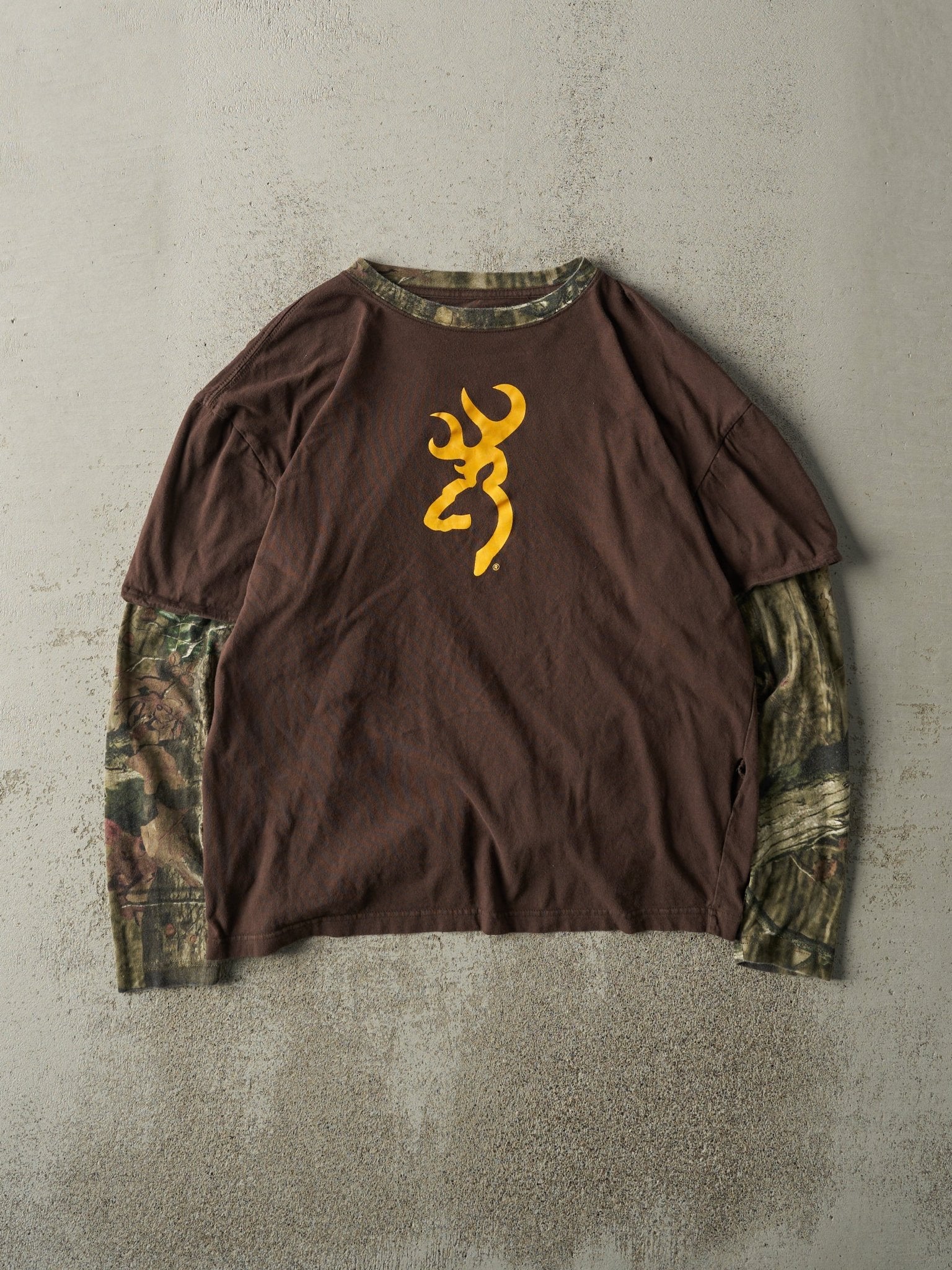 Vintage Y2K Brown & Camo Browning x Breakup Infinity Long Sleeve (M)