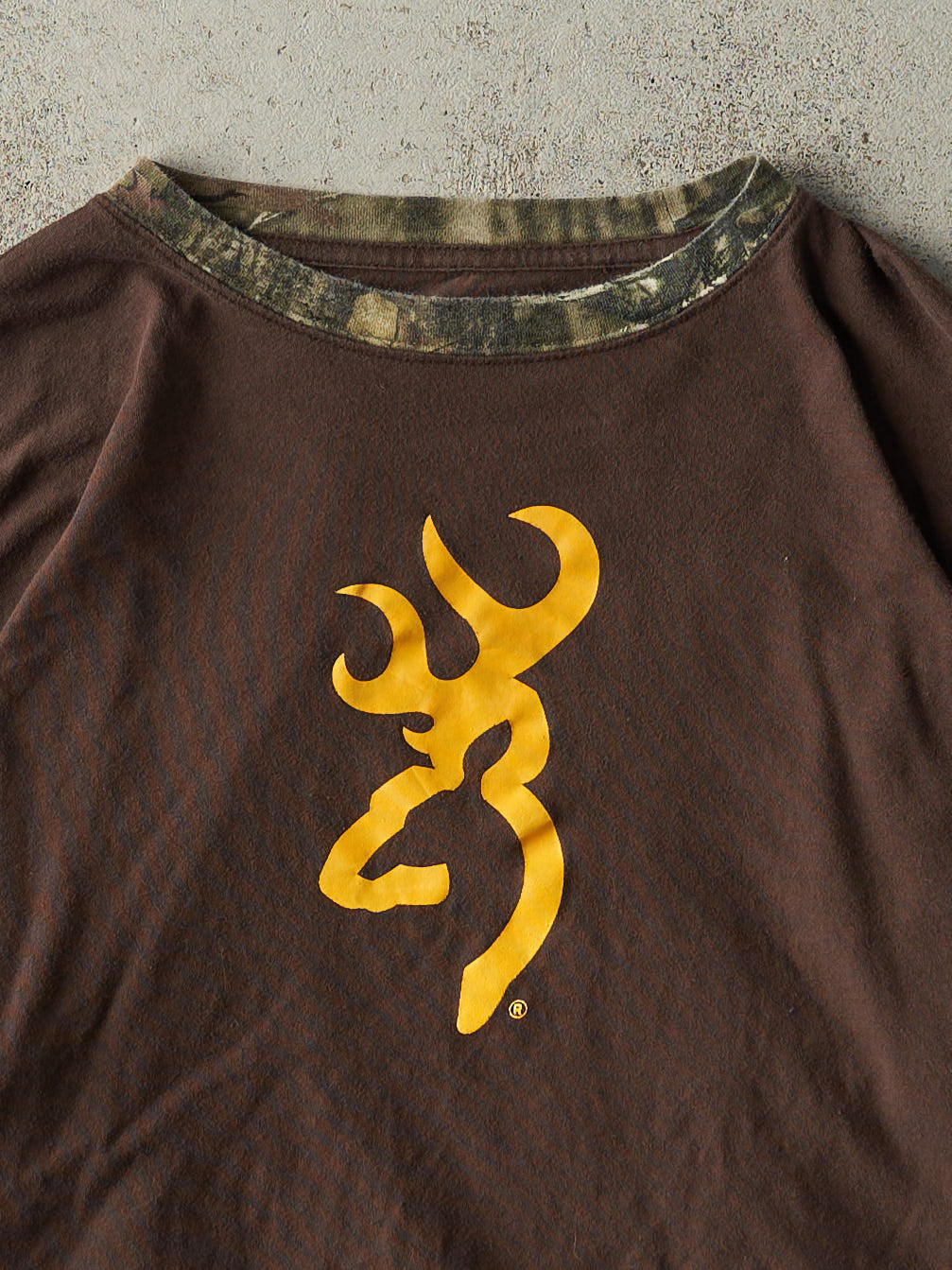 Vintage Y2K Brown & Camo Browning x Breakup Infinity Long Sleeve (M)