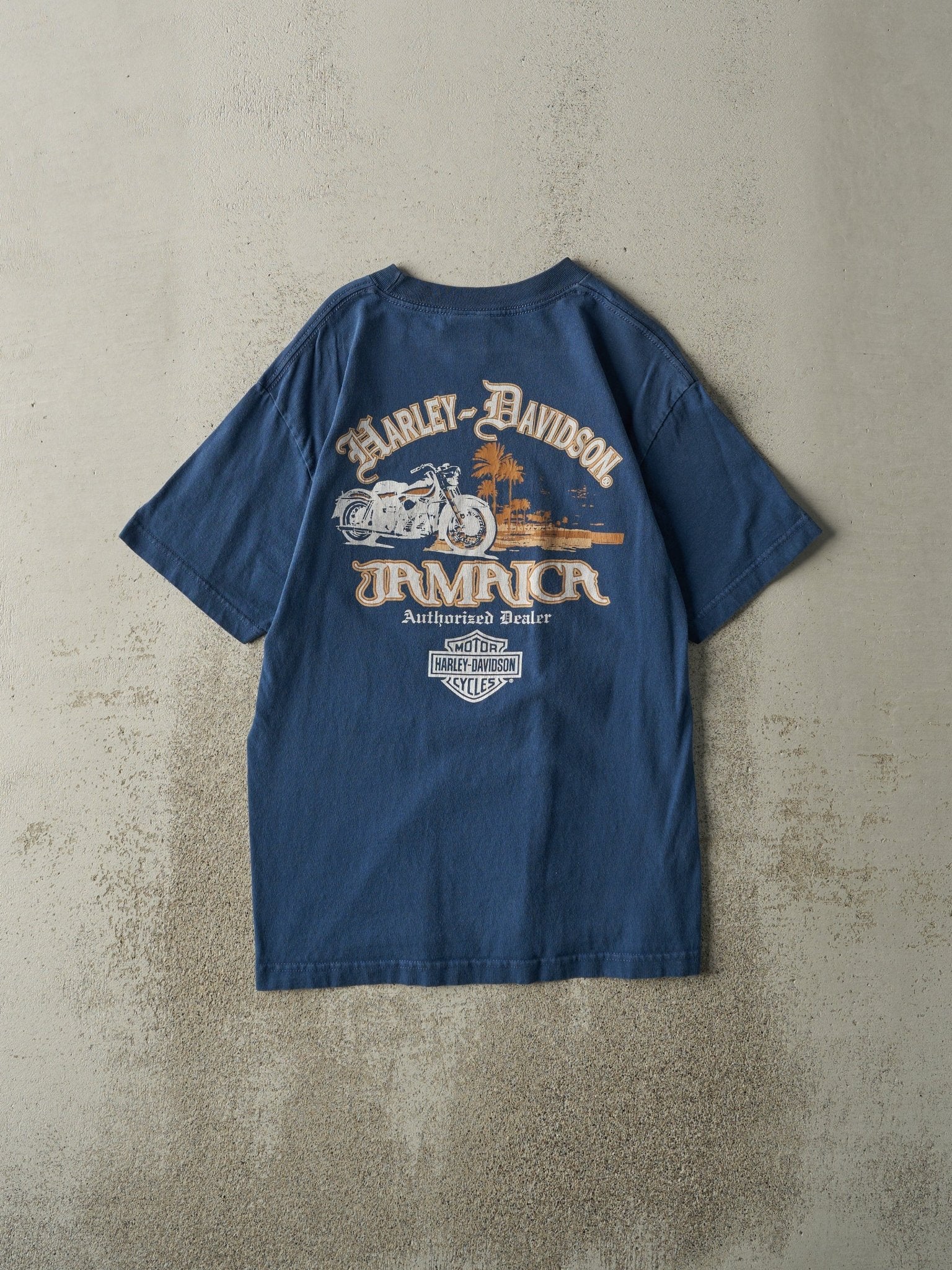 Vintage Y2K Blue Jamaica Harley Davidson Tee (S/M)