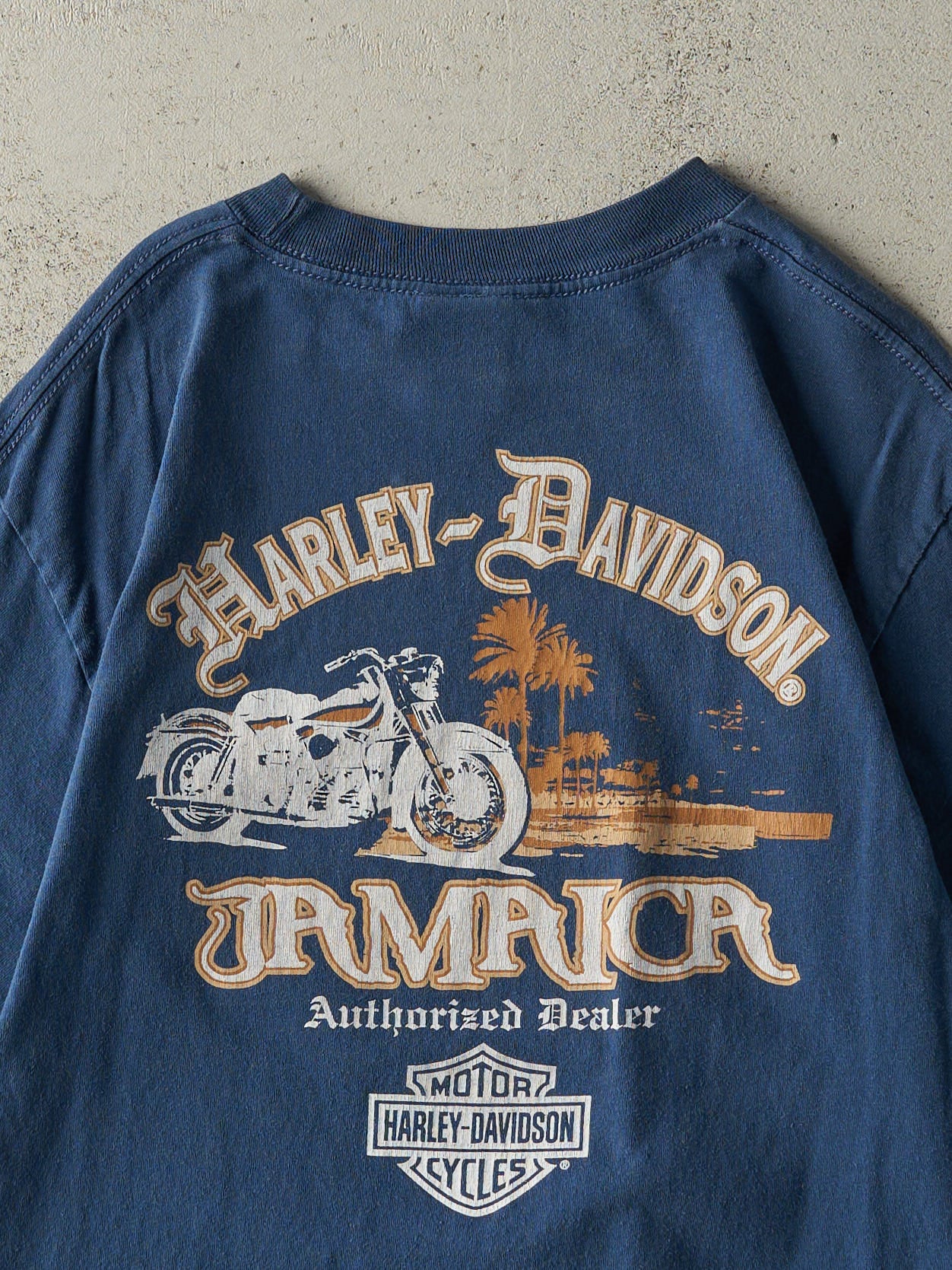 Vintage Y2K Blue Jamaica Harley Davidson Tee (S/M)