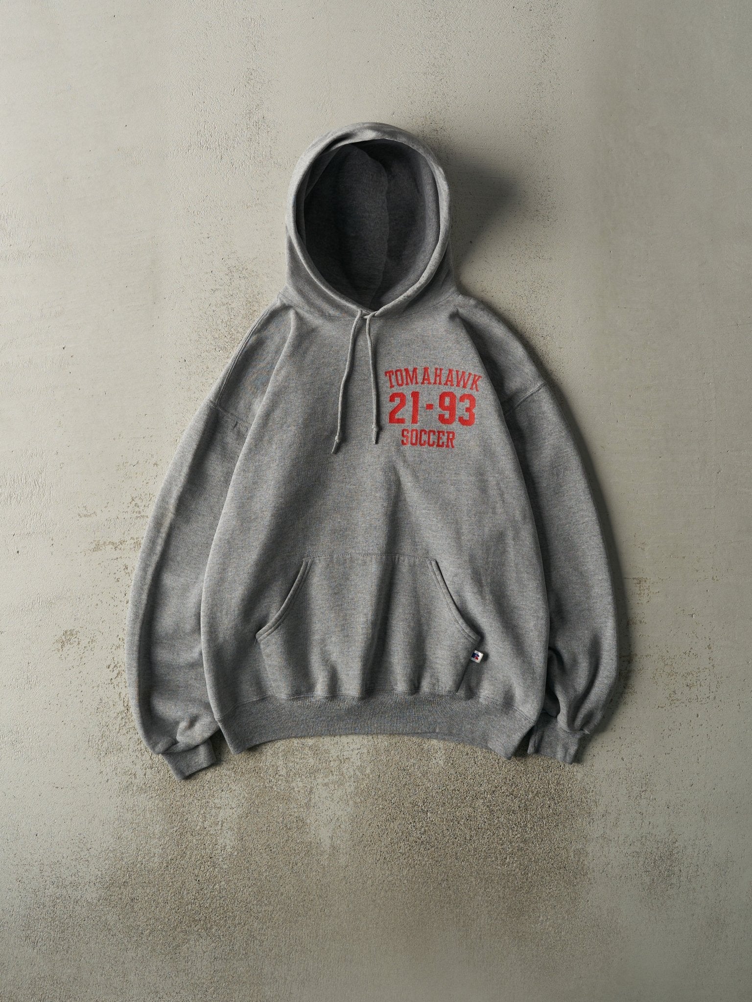 Vintage 90s Grey Tomahawk Soccer Russell Athletic Hoodie (L)