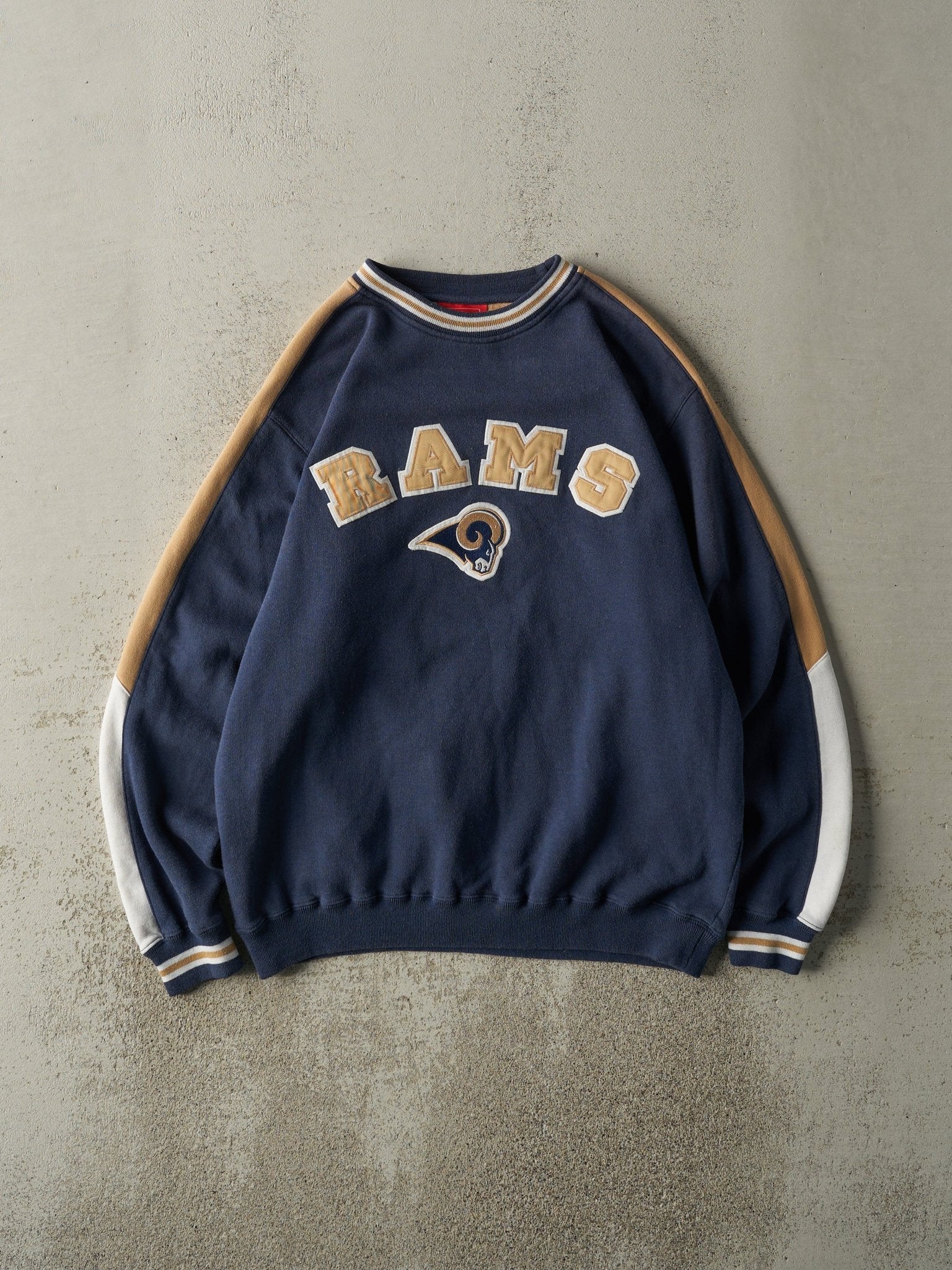 Vintage Y2K Navy Blue & Beige St Louis Rams Crewneck (M/L)