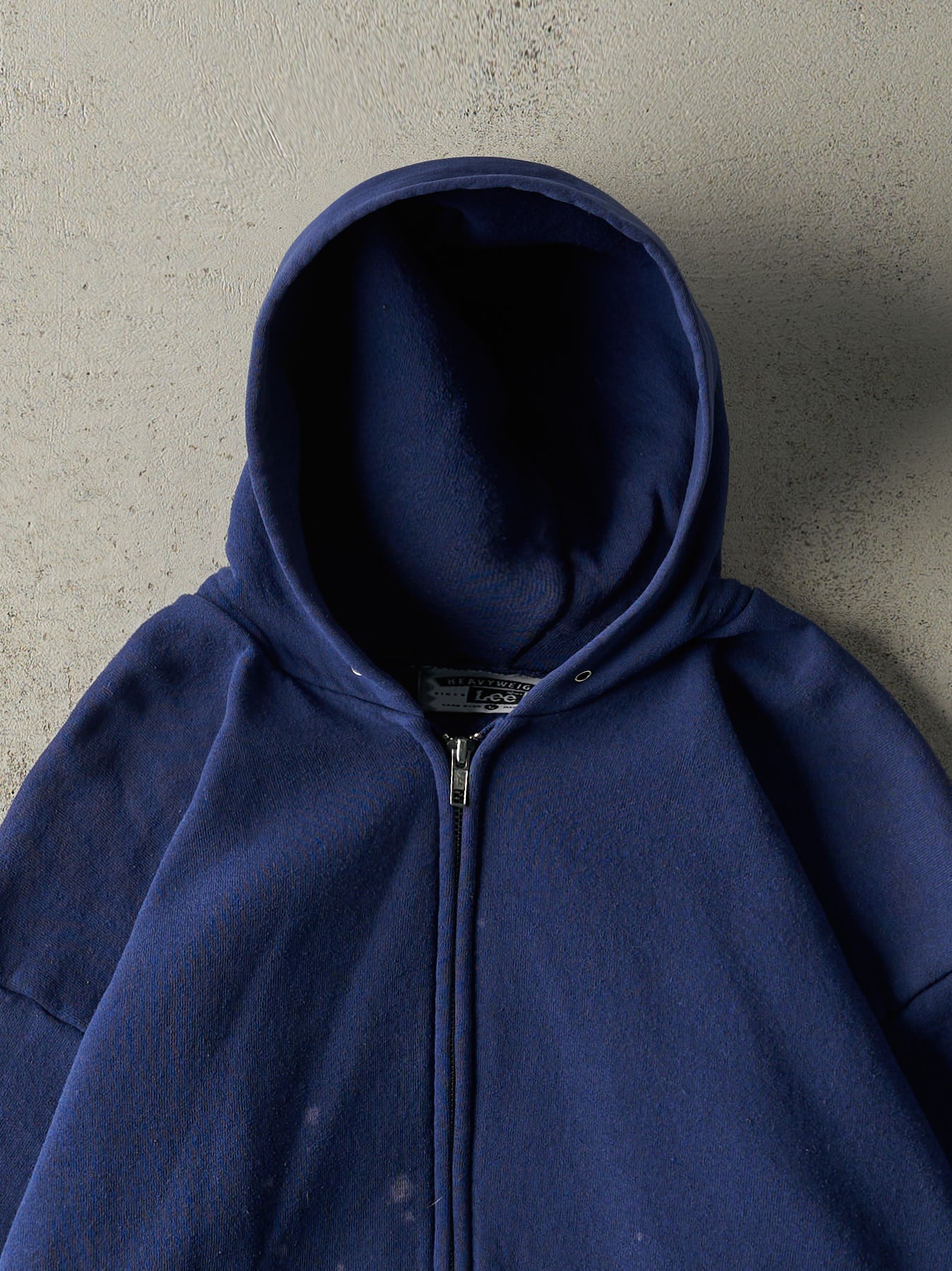 Vintage 90s Navy Blue Blank Zip Up Hoodie (M)