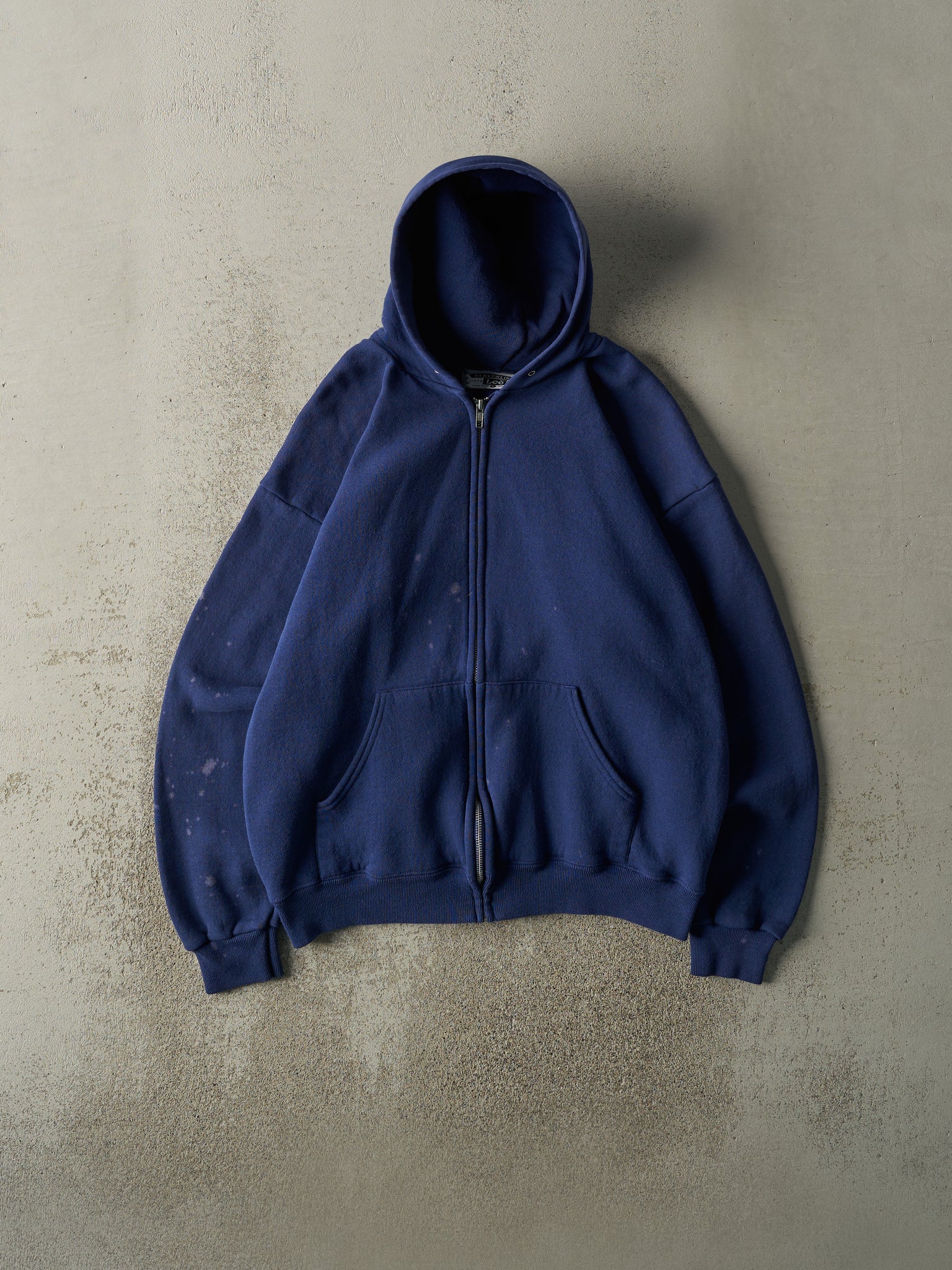 Vintage 90s Navy Blue Blank Zip Up Hoodie (M)