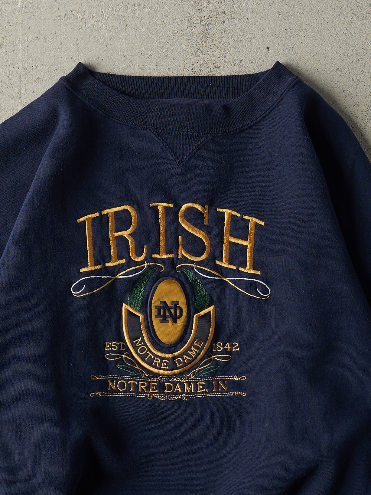 Vintage 90s Navy Blue Notre Dame Fighting Irish Crewneck (L/XL)
