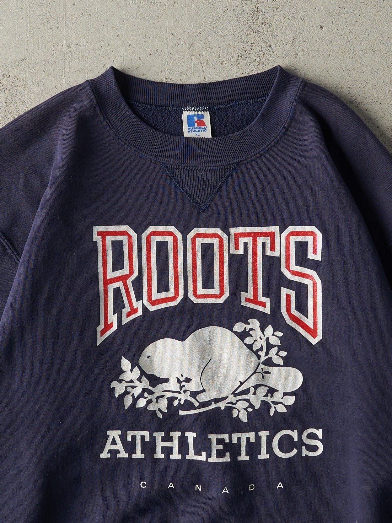 Vintage 90s Navy Blue Russell Athletic Roots Crewneck (L)