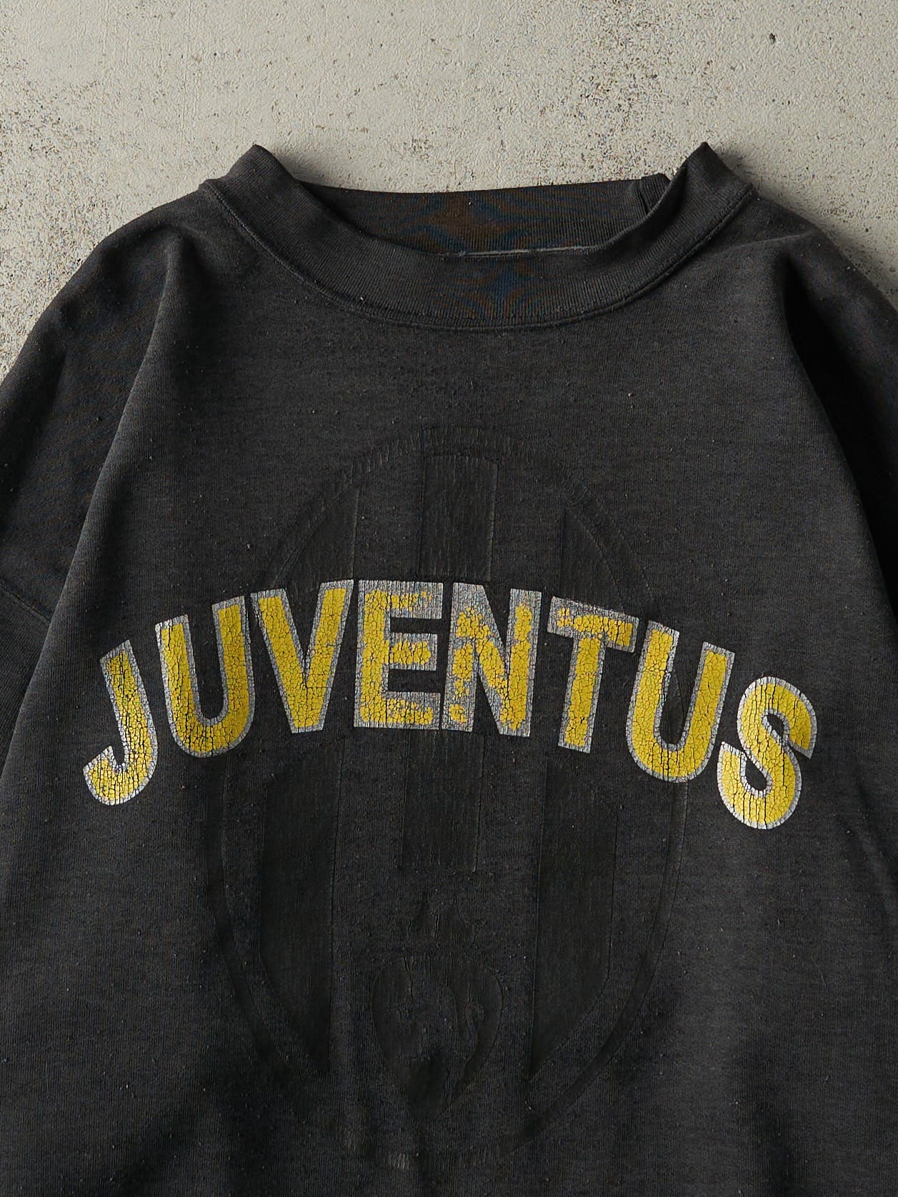 Vintage 90s Faded Black Juventus Soccer Crewneck (L)