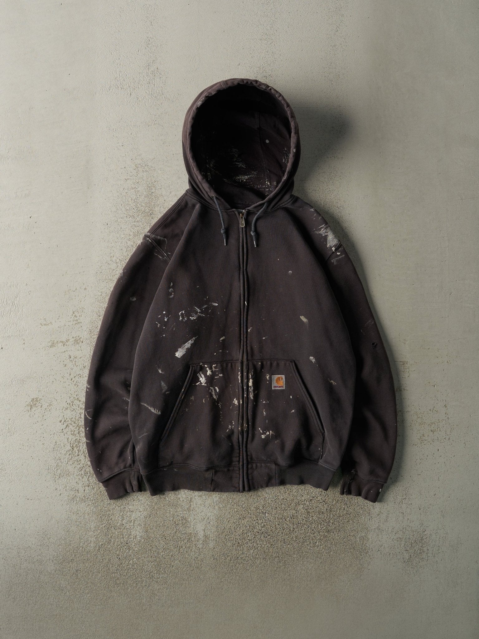 Vintage Y2K Faded Black Carhartt Zip Up Hoodie (M/L)