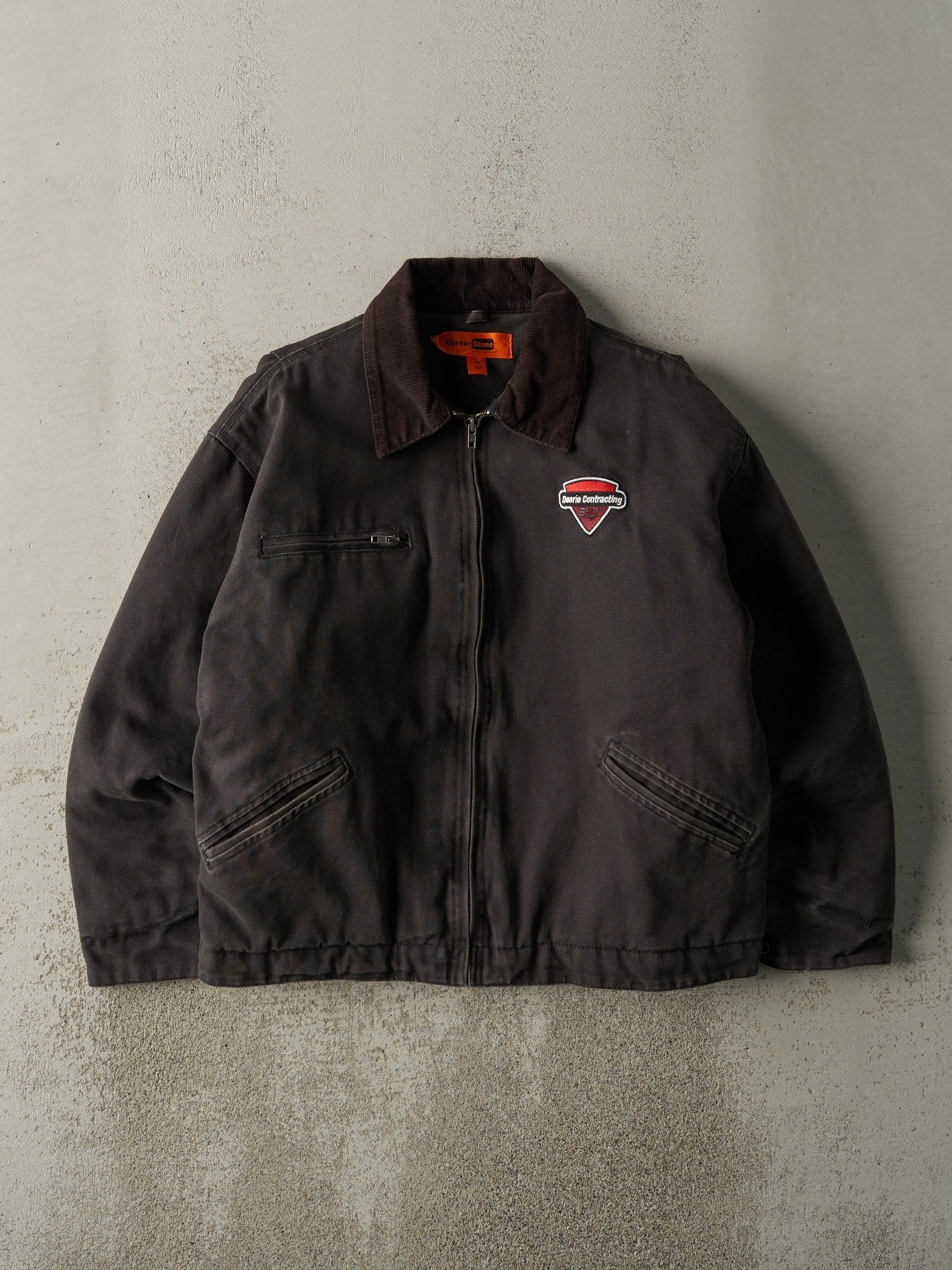 Vintage 90s Faded Black Detroit Style Work Jacket (XL)