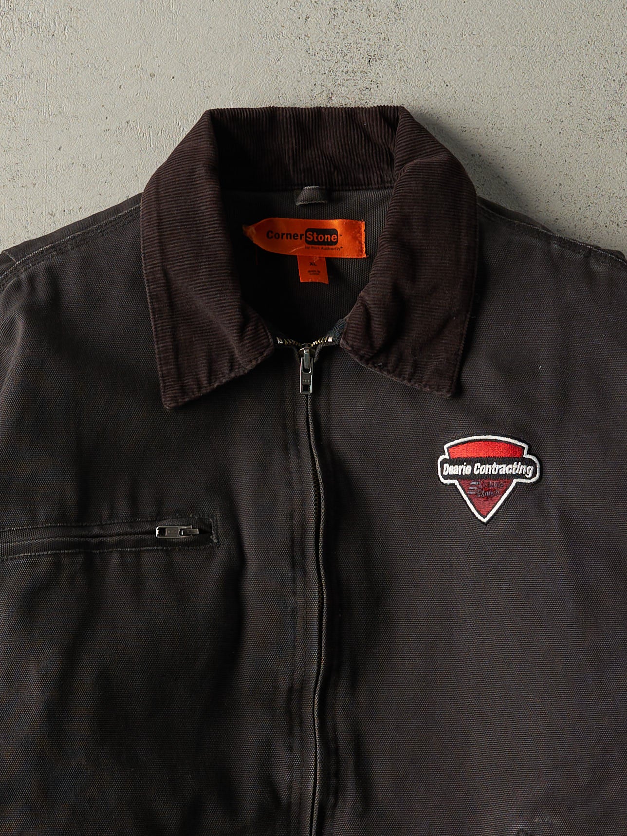 Vintage 90s Faded Black Detroit Style Work Jacket (XL)