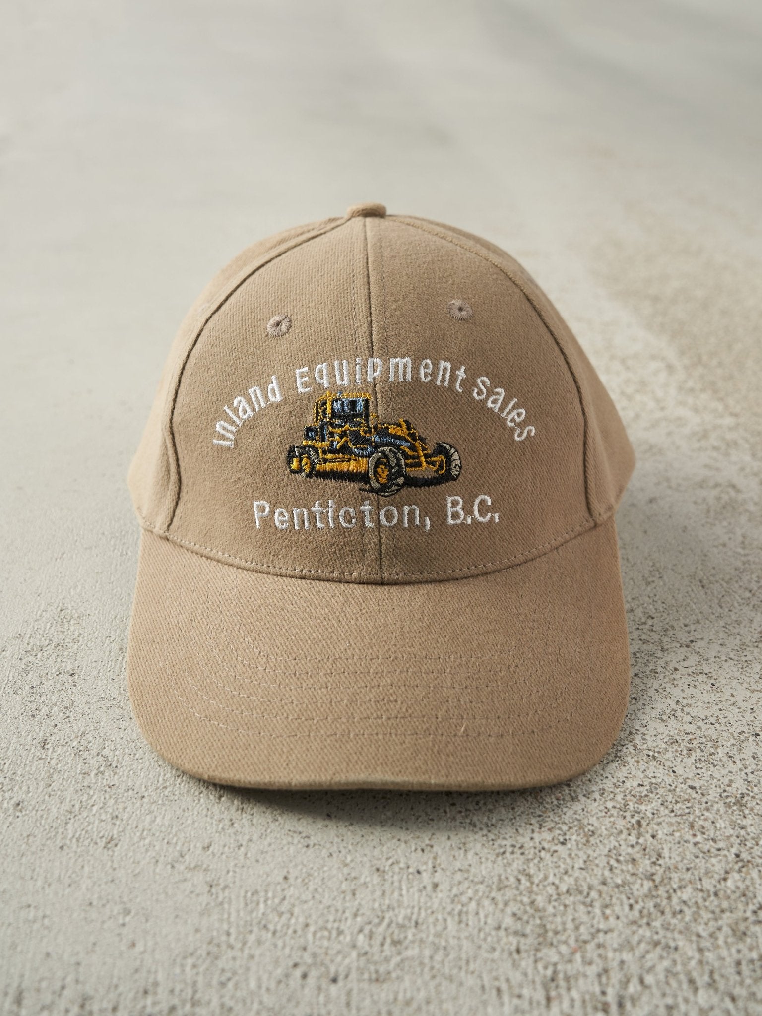 Vintage 90s Beige Inland Equipment Sales Embroidered Strapback Hat