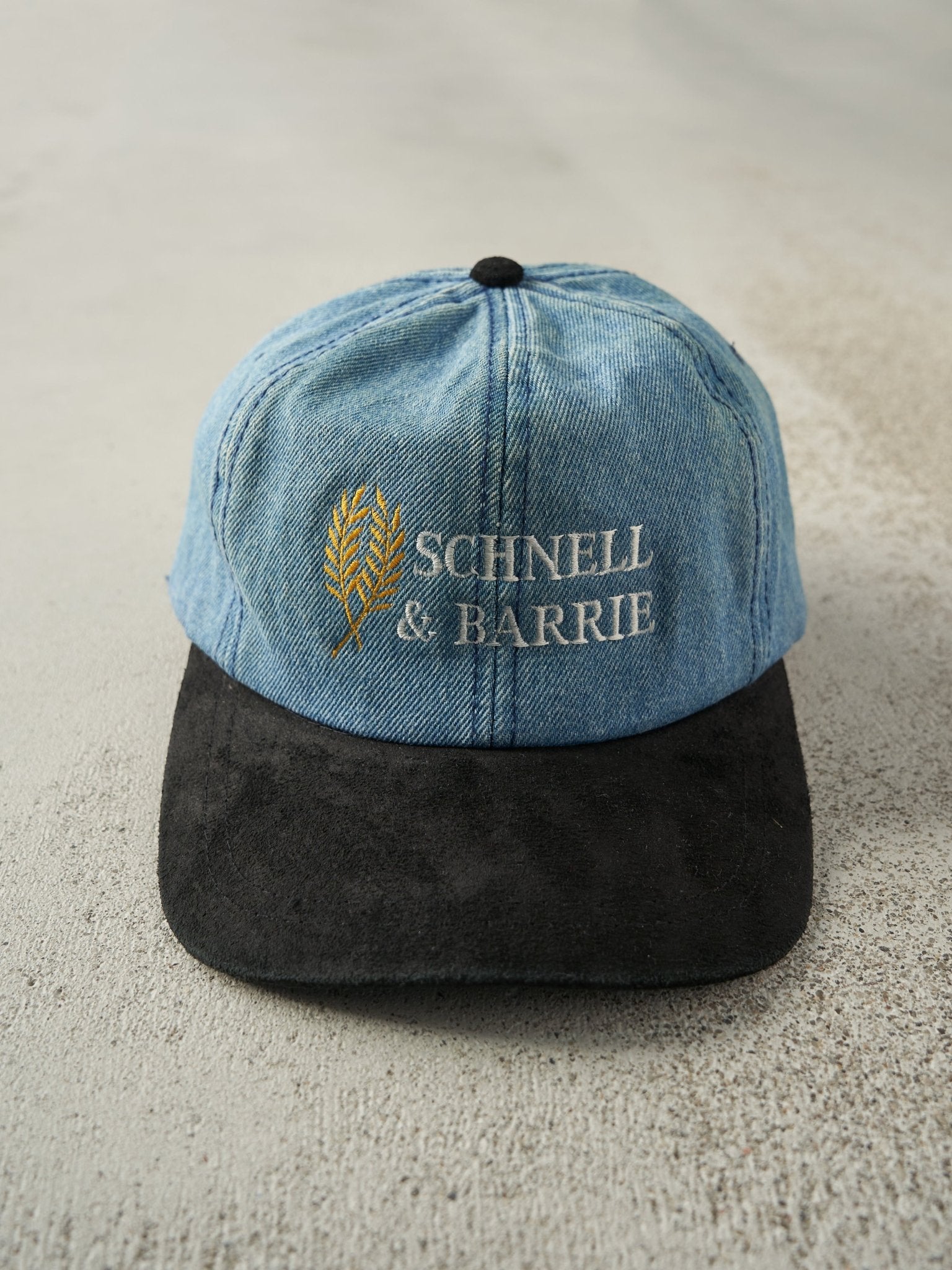 Vintage 90s Denim & Black Embroidered Schnell & Barrie Strapback