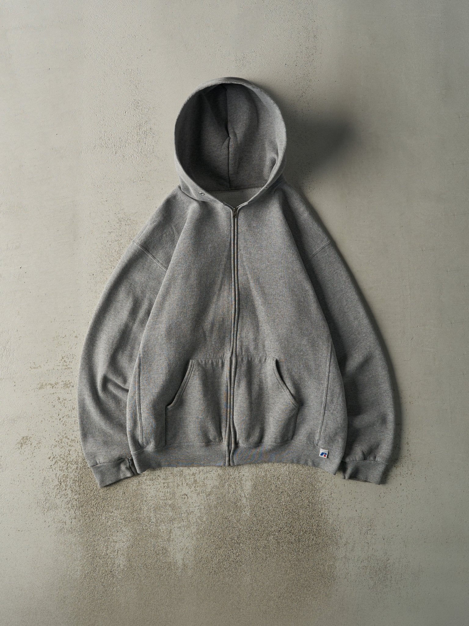 Vintage Y2K Grey Russell Athletic Zip Up Hoodie (L/XL)