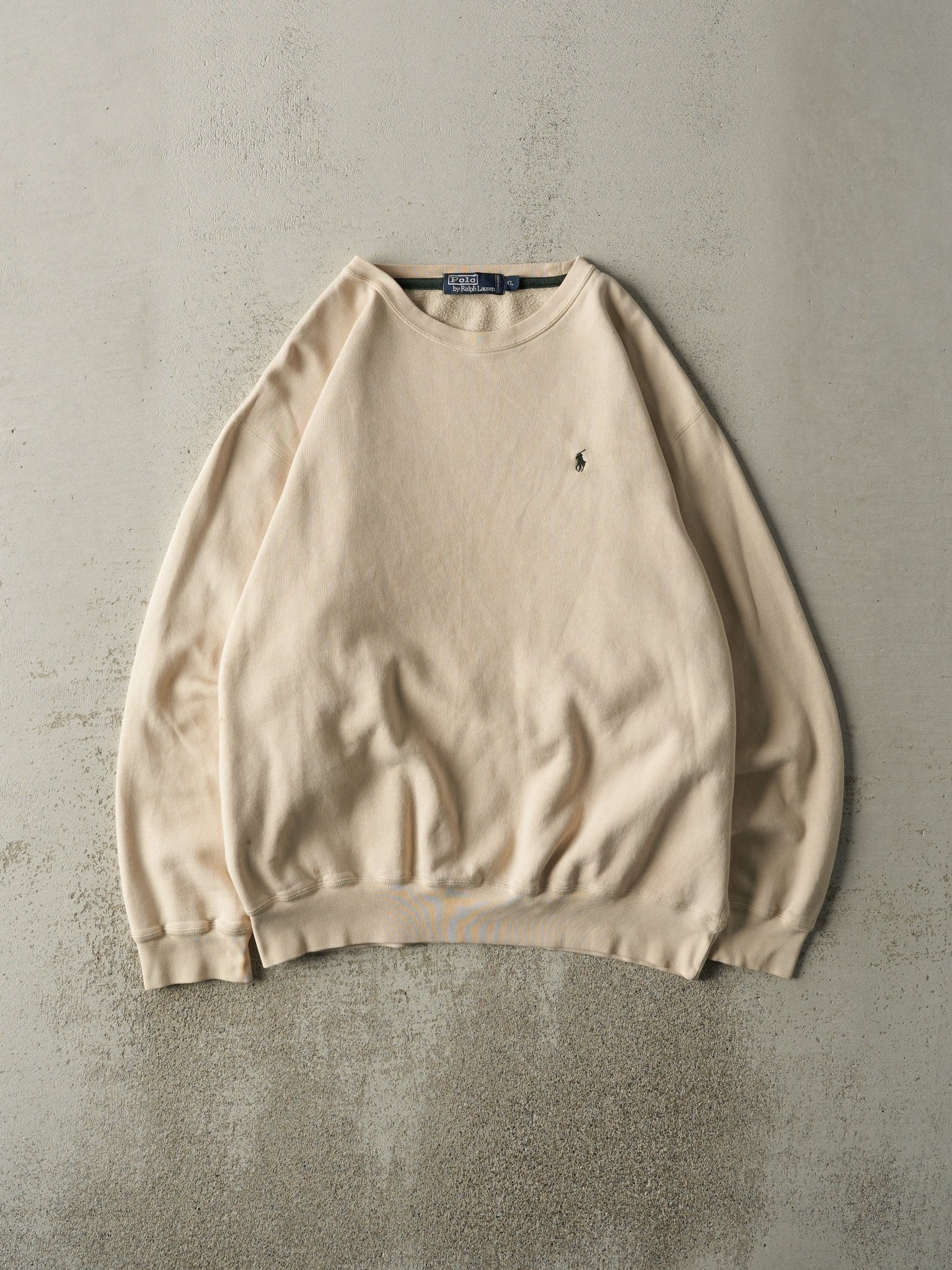 Vintage Y2K Beige Embroidered Polo Ralph Lauren Crewneck (XL/XXL)