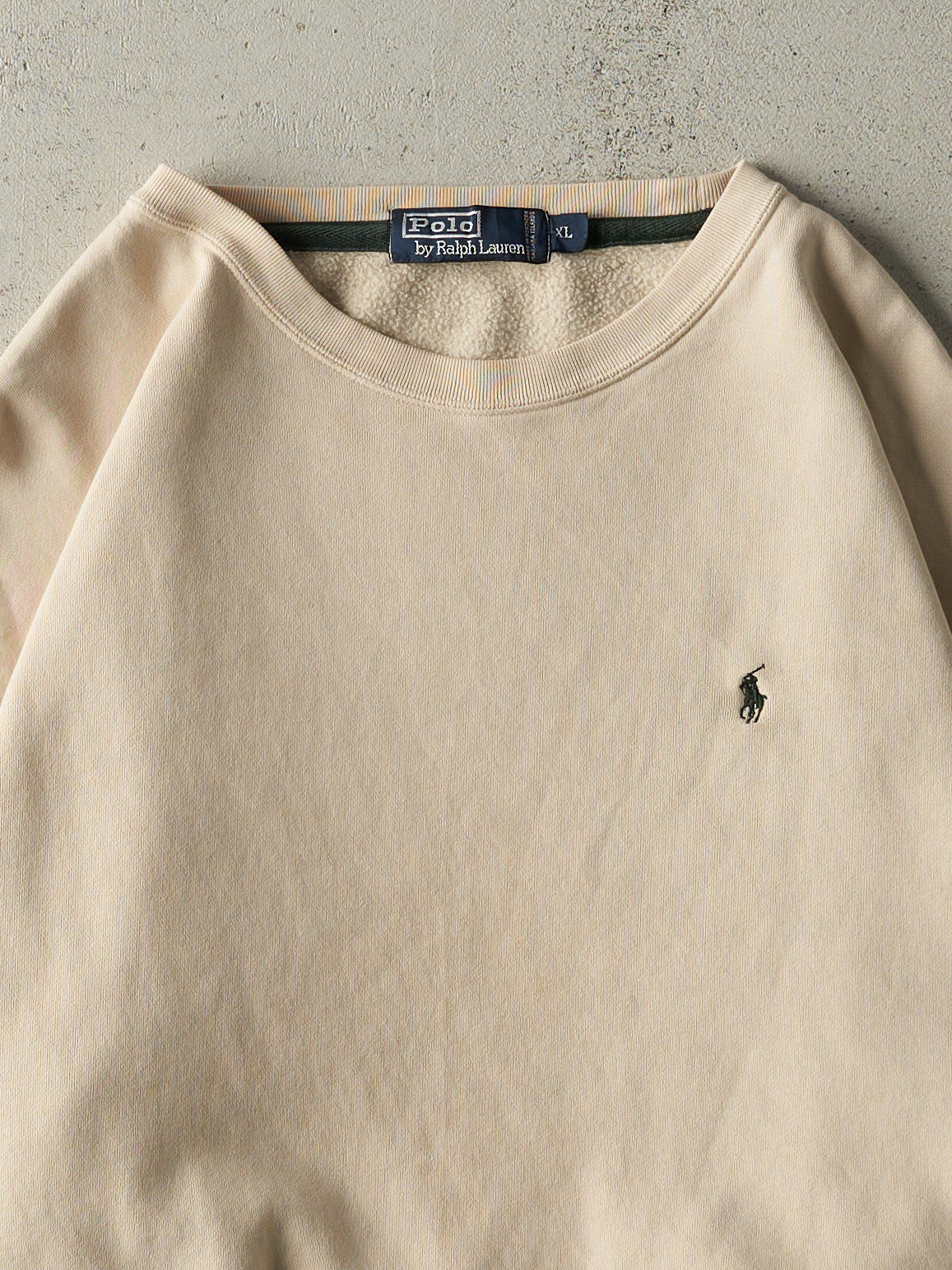 Vintage Y2K Beige Embroidered Polo Ralph Lauren Crewneck (XL/XXL)