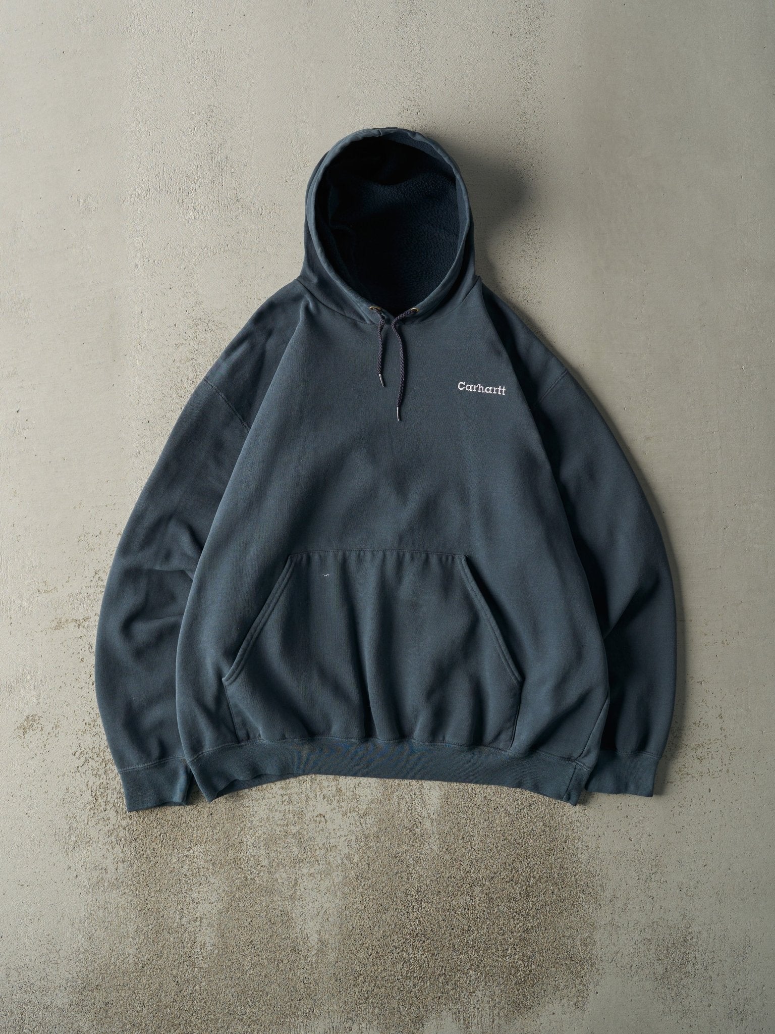 Vintage 90s Blue Embroidered Carhartt Hoodie (XL/XXL)