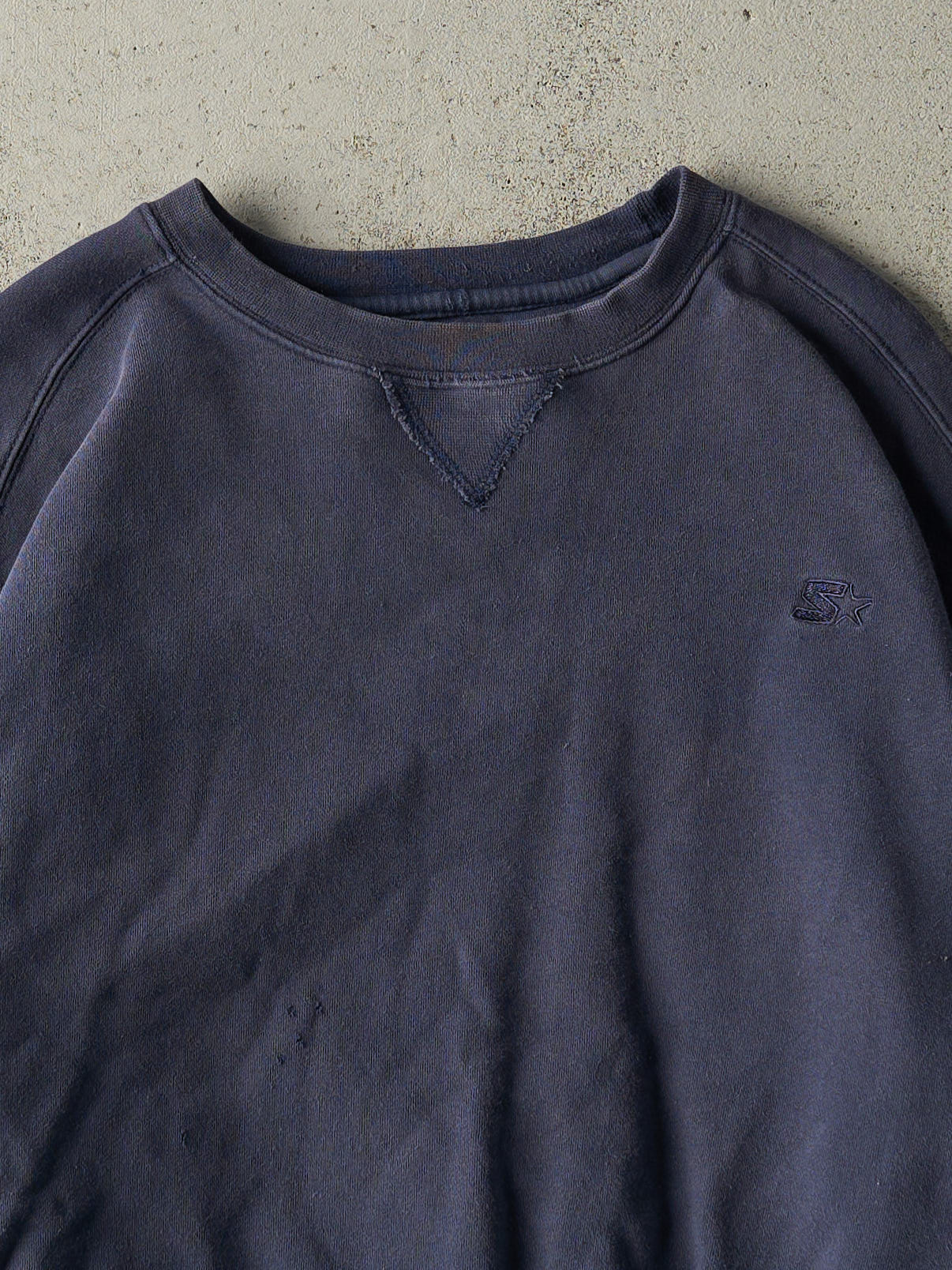 Vintage 90s Navy Blue Embroidered Starter Boxy Crewneck (M/L)