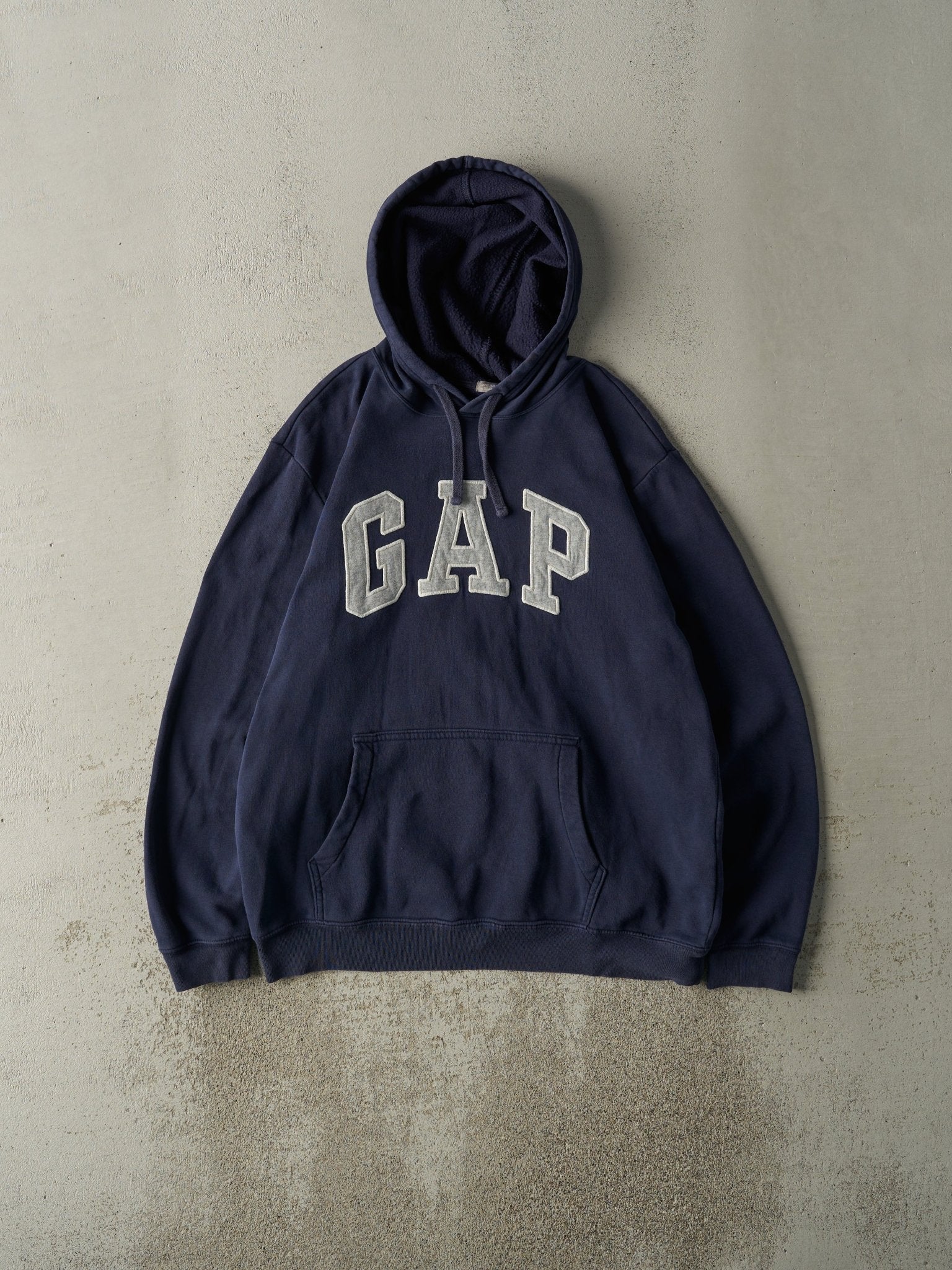 Vintage Y2K Navy Blue Embroidered Gap Hoodie (L/XL)