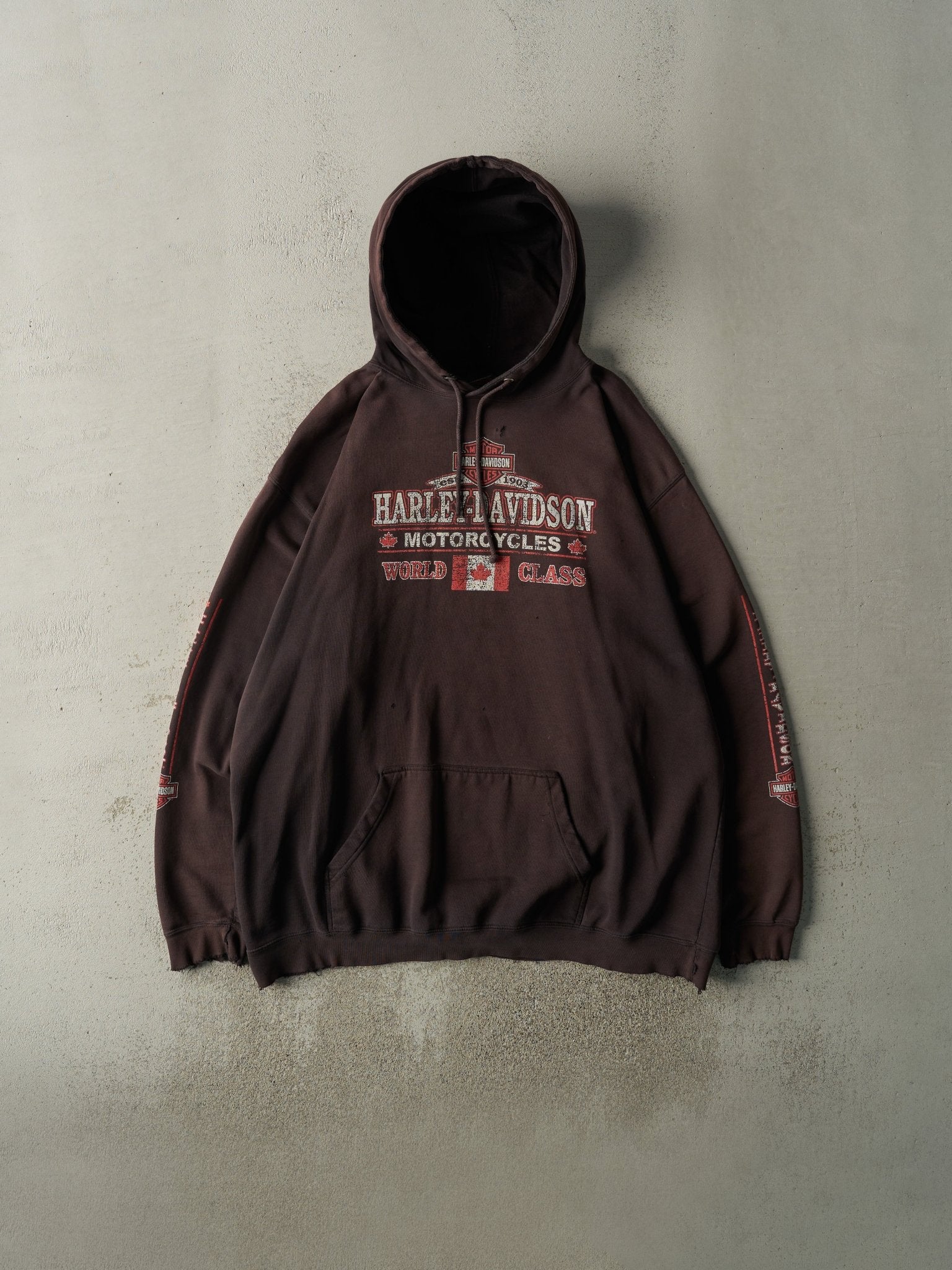 Vintage Y2K Sun Faded Black Charlottetown PEI Harley Davidson Hoodie (XXL/XXXL)