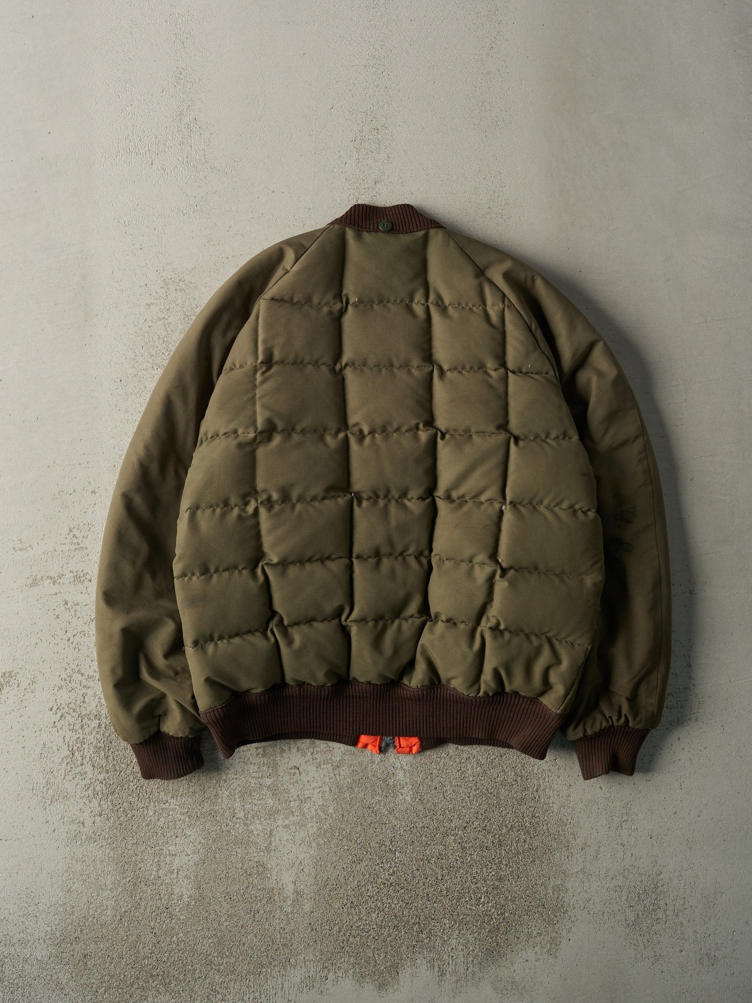 Vintage 90s Green & Orange Reversible Puffer Bomber Jacket (L)