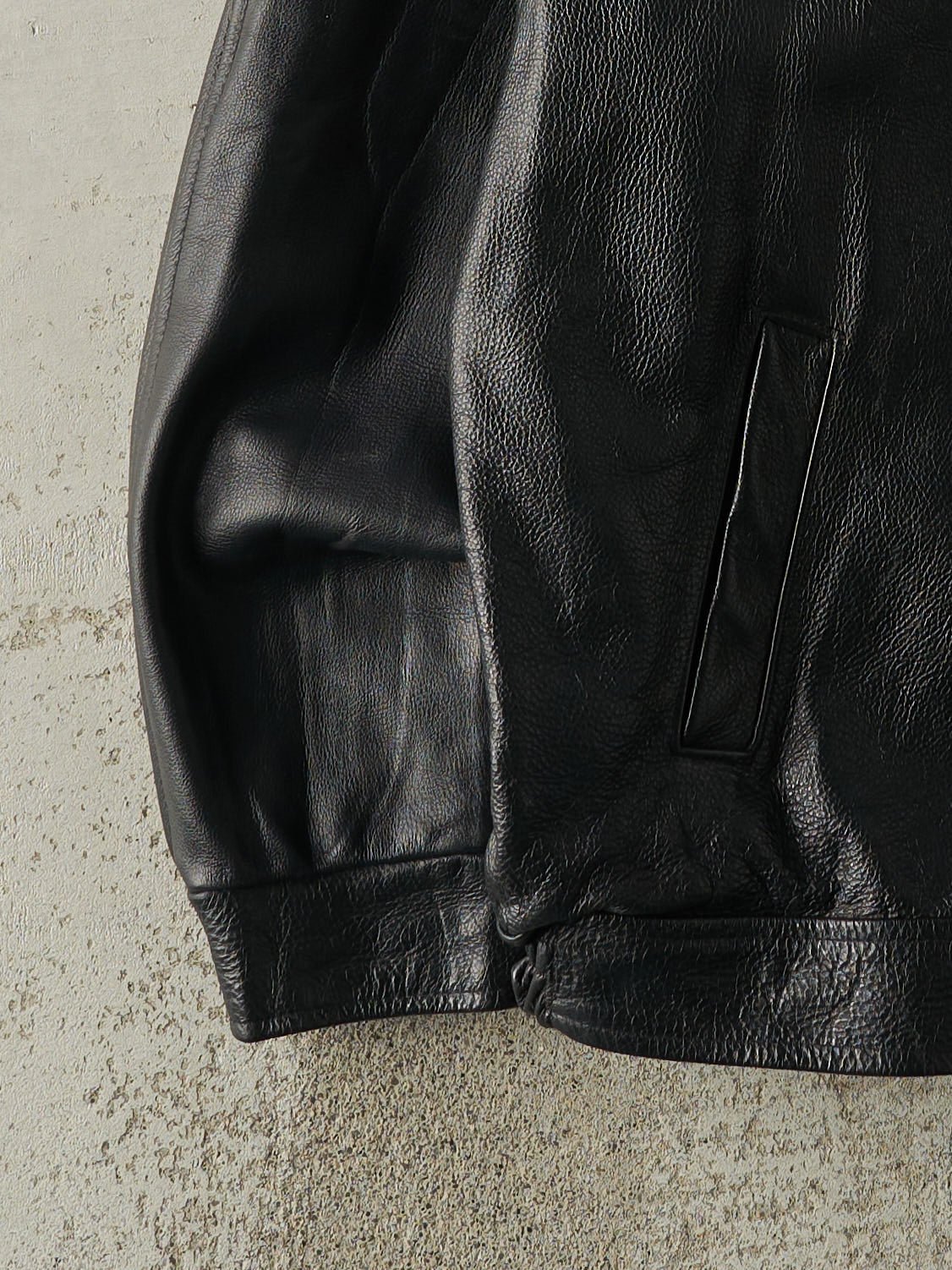 Vintage 90s Black Embroidered Canada Sportswear Leather Jacket (L)
