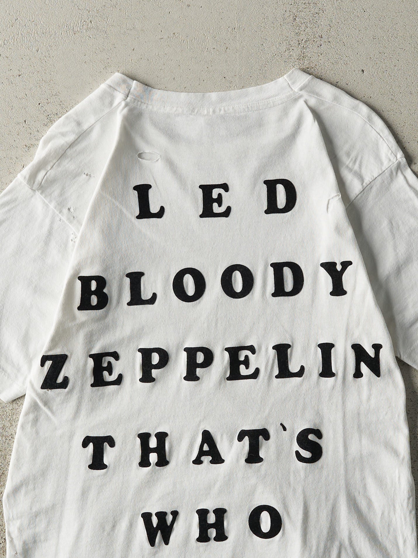 Vintage 80s White "Led Bloody Zeppelin" Parking Lot Bootleg Single Stitch Tee (XS/S)