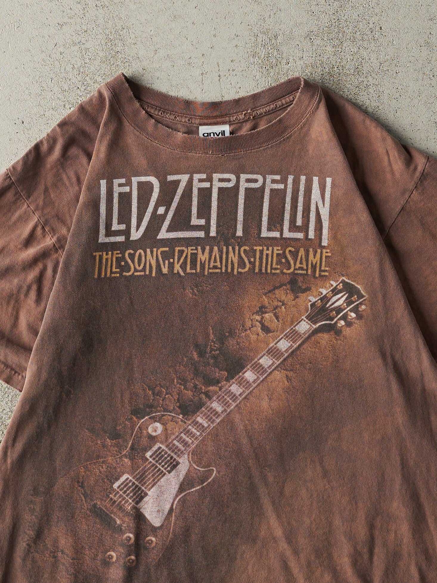 Vintage Y2K Sun Faded Brown Led Zeppelin The Song Remains the Same Tee (M)