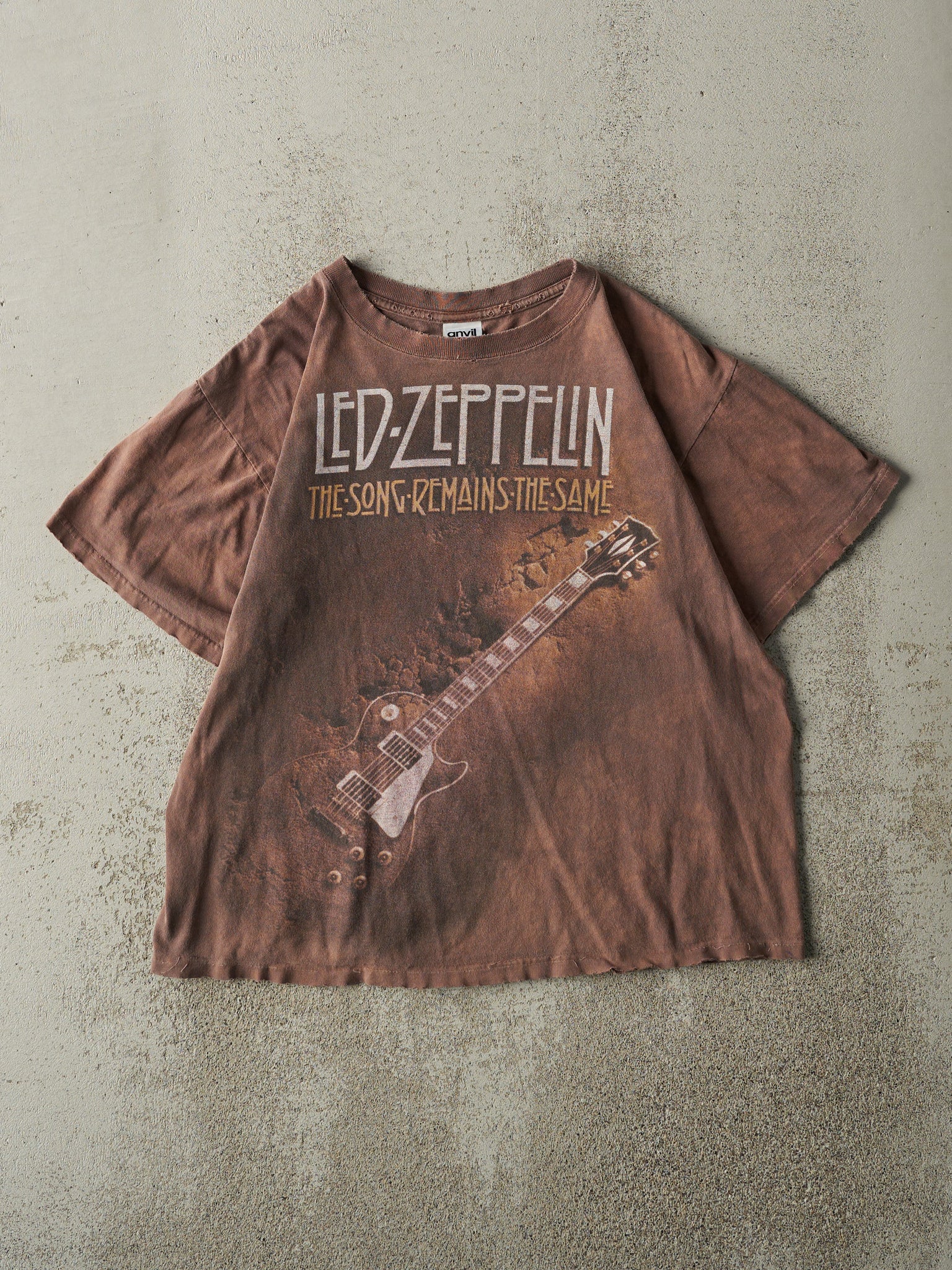 Vintage Y2K Sun Faded Brown Led Zeppelin The Song Remains the Same Tee (M)