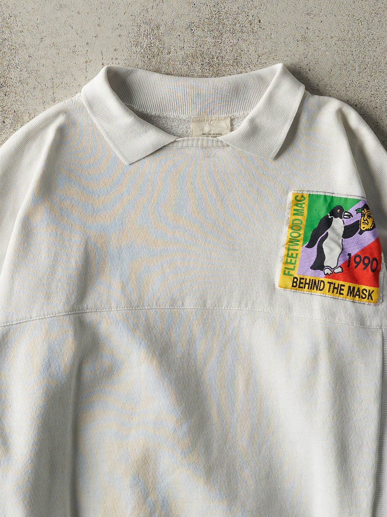 Vintage 90' White Fleetwood Mac Behind The Mask Collared Crewneck (L)