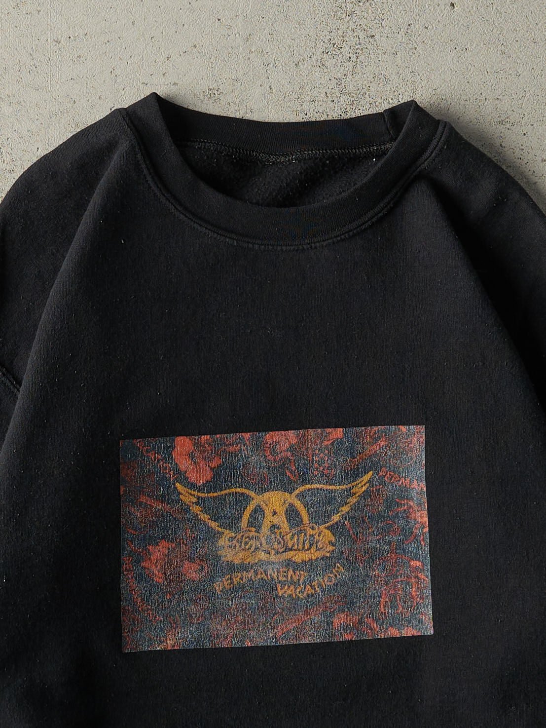 Vintage 90s Black Aerosmith Permenant Vacation Bootleg Crewneck (S/M)