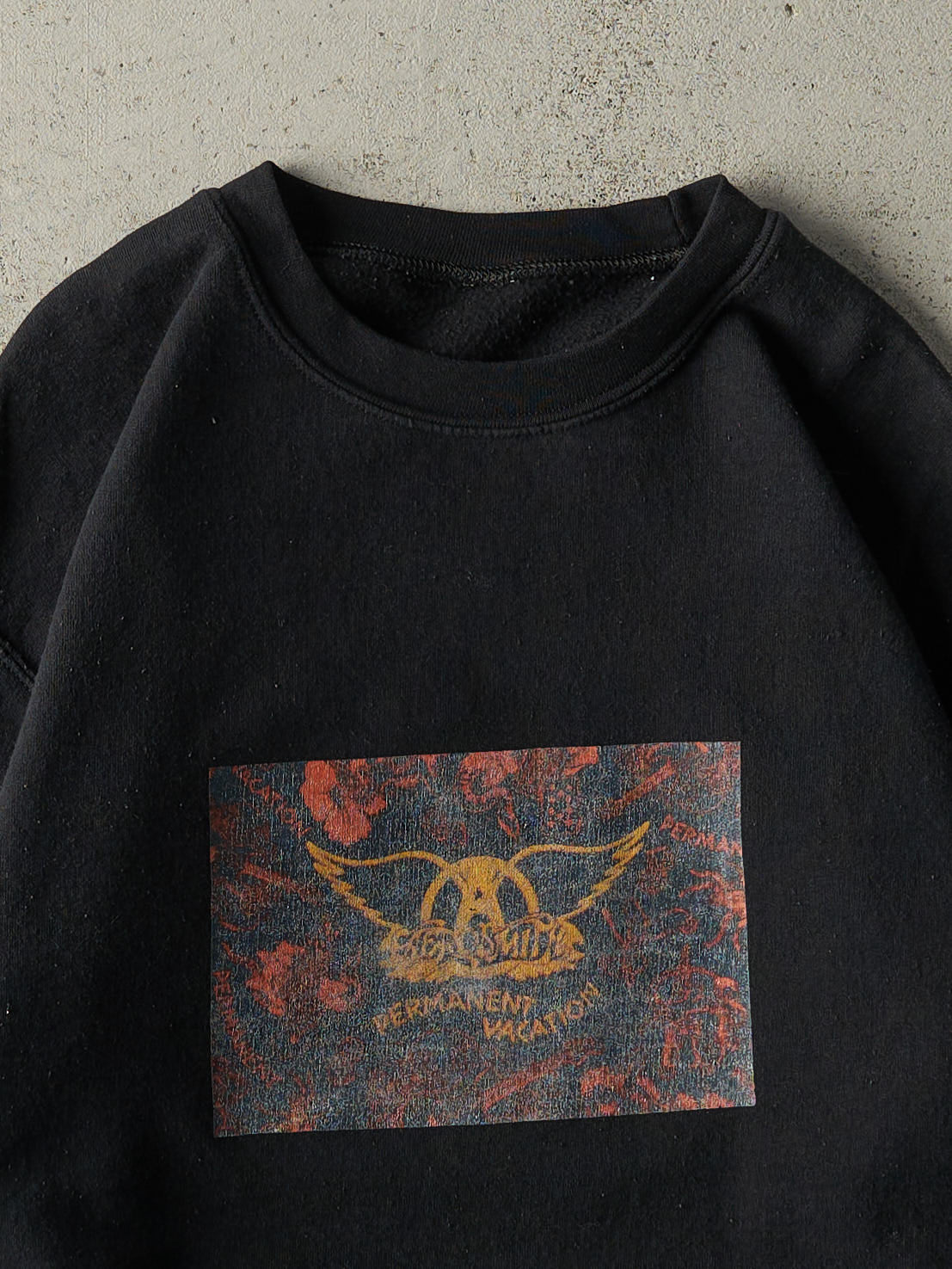 Vintage 90s Black Aerosmith Permenant Vacation Bootleg Crewneck (M)