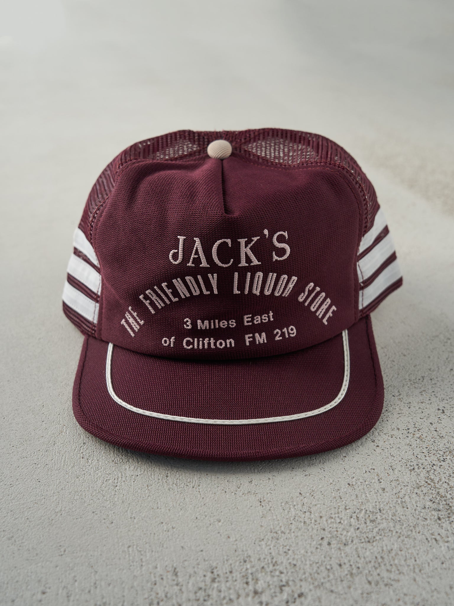 Vintage 70s Burgundy Jacks Liquor Store Trucker Hat