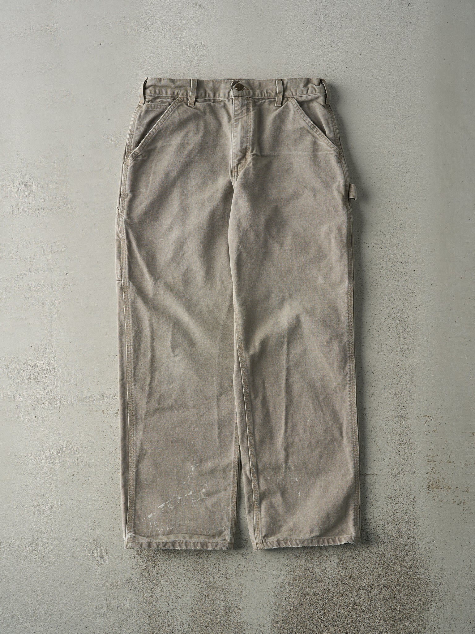 Vintage 90s Beige Dungaree Fit Carhartt Carpenter Pants (31.5x29)