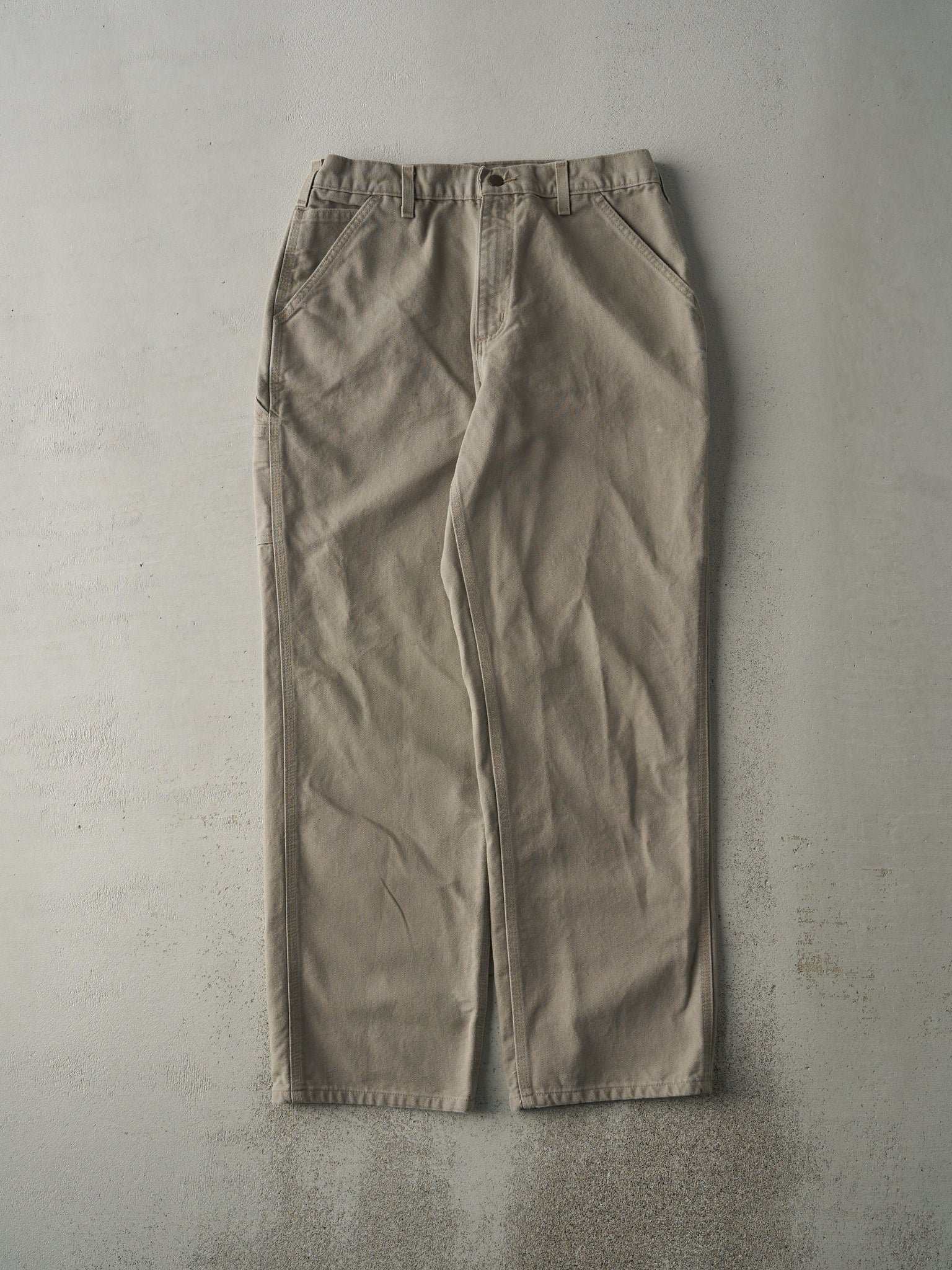 Vintage 90s Beige Dungaree Fit Carhartt Carpenter Pants (33.5x32.5)