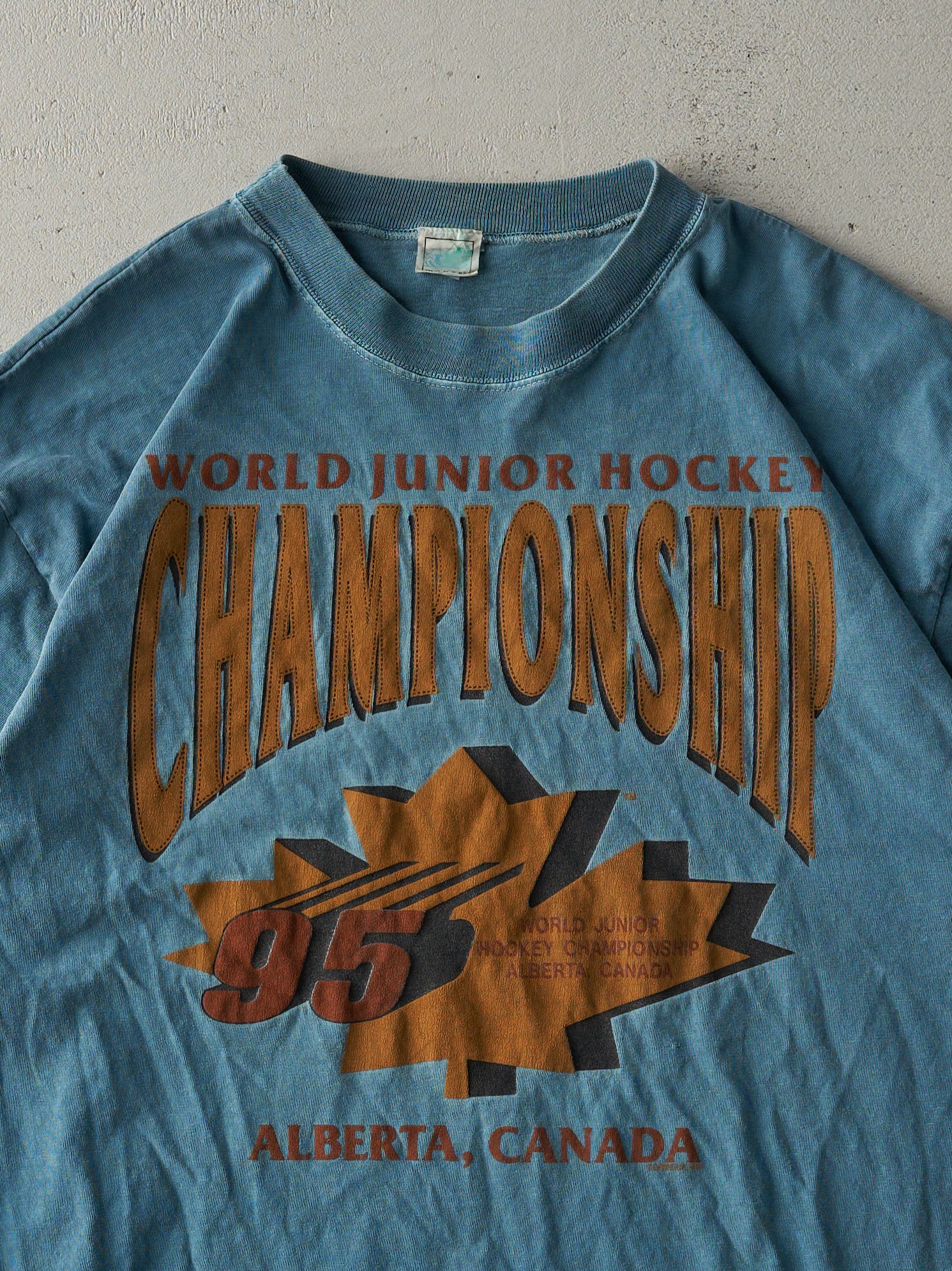 Vintage 95' Slate Blue World Jr. Hockey Champion Tee (L)