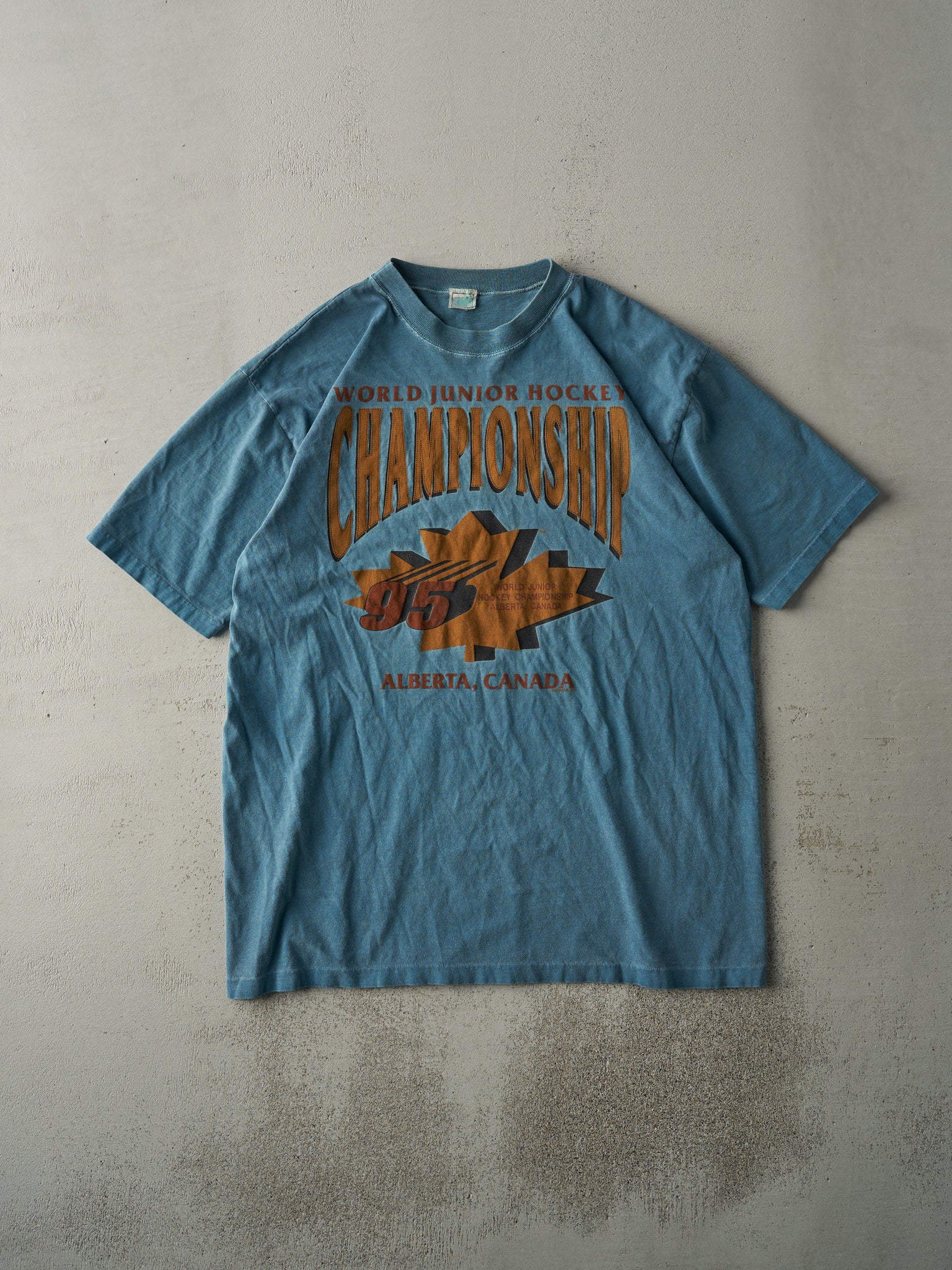 Vintage 95' Slate Blue World Jr. Hockey Champion Tee (L)