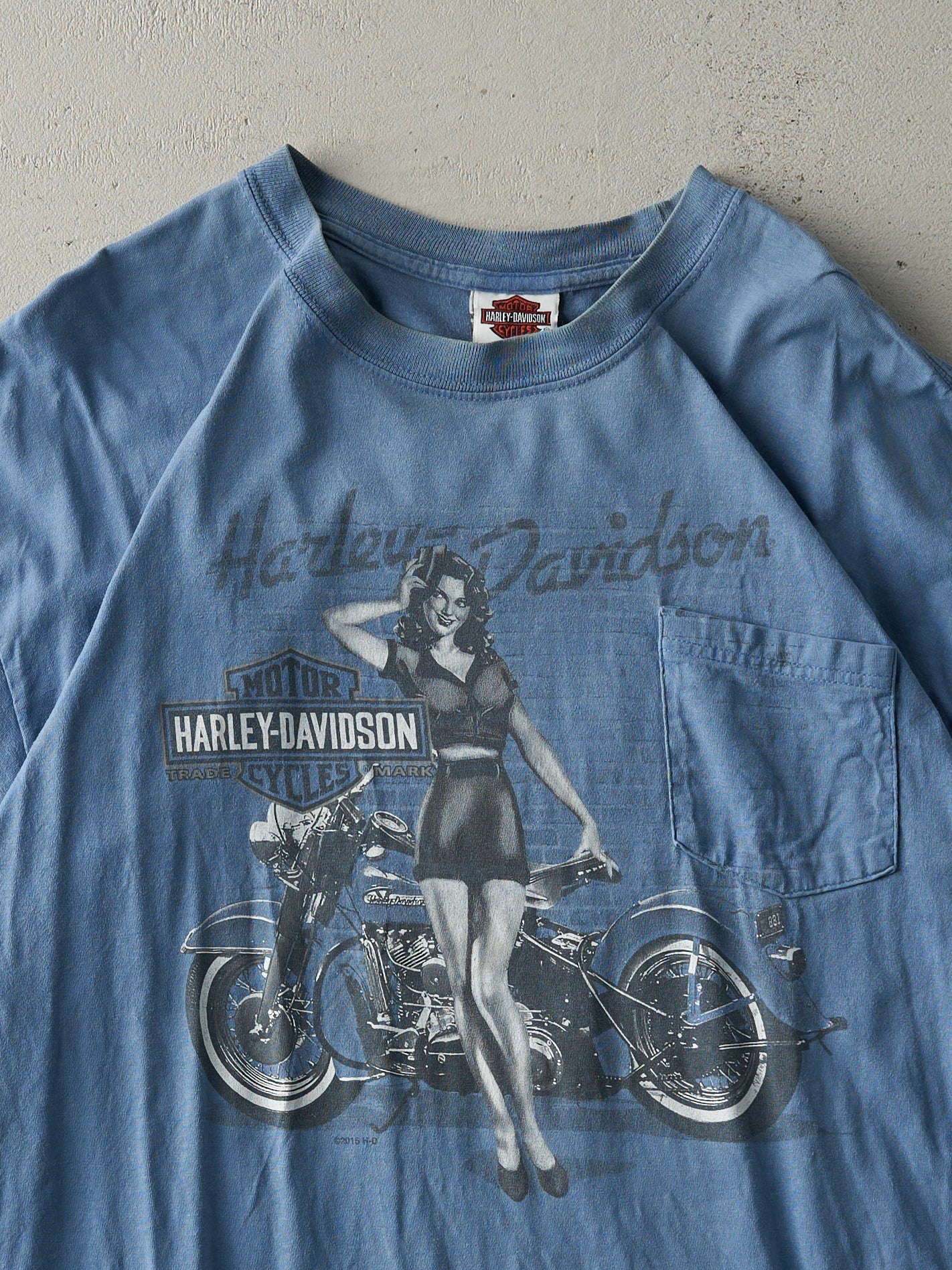 15' Slate Blue Gettysburg, PA Harley Davidson Pocket Tee (L//XL)