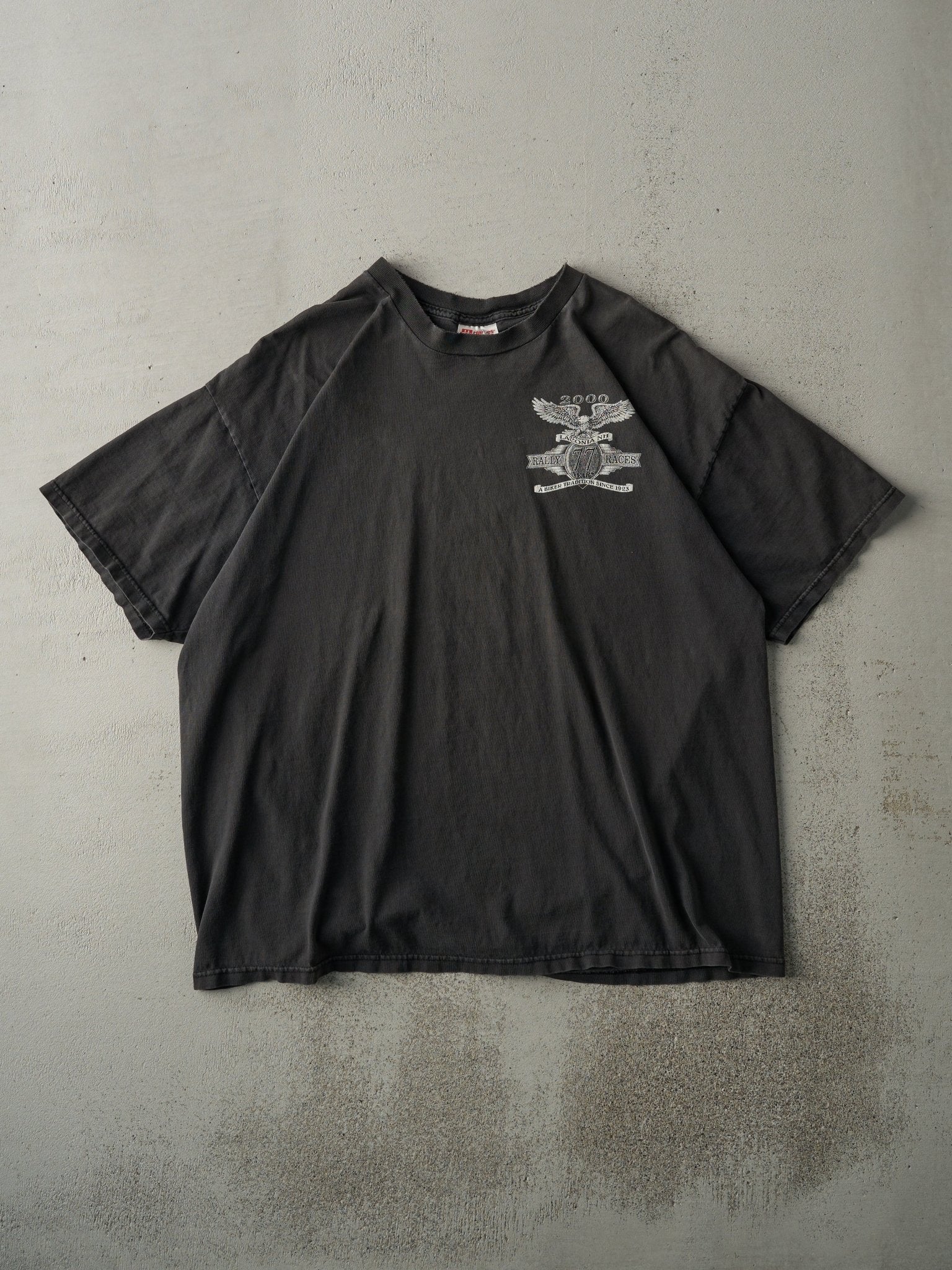 Vintage 00' Black 77 Year Laconia NH Bike Rally Tee (L)