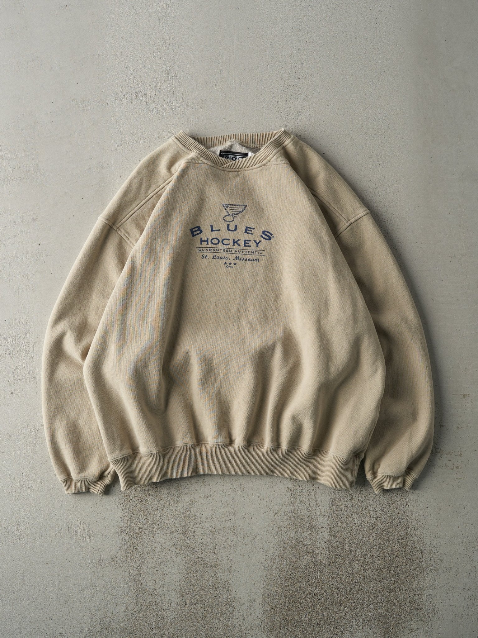 Vintage Y2K Beige St. Louis Blues Boxy Crewneck (XL)